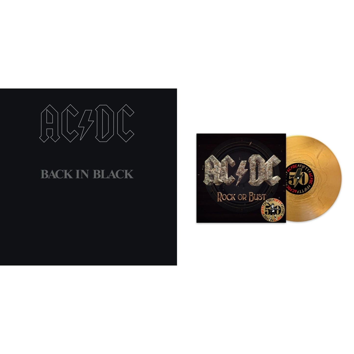 Ac/Dc - Back In Black (180G) & Rock Or Bust (50Th Anniversary/Gold Color LP Vinyl)