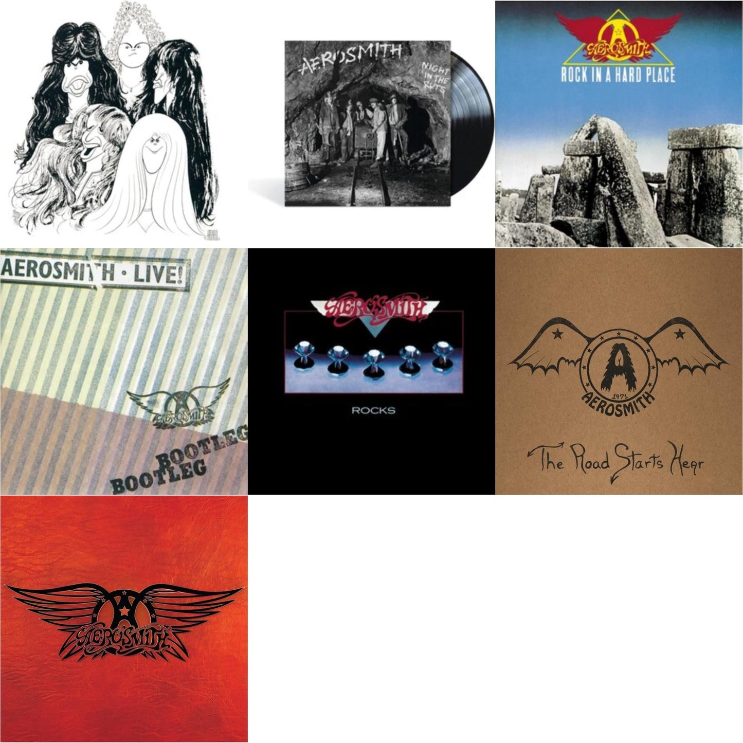Aerosmith - Draw The Line & Night In The Ruts & Rock In A Hard Place & Live! Bootleg (2LP) & Rocks & 1971: The Road Starts Here & Greatest Hits