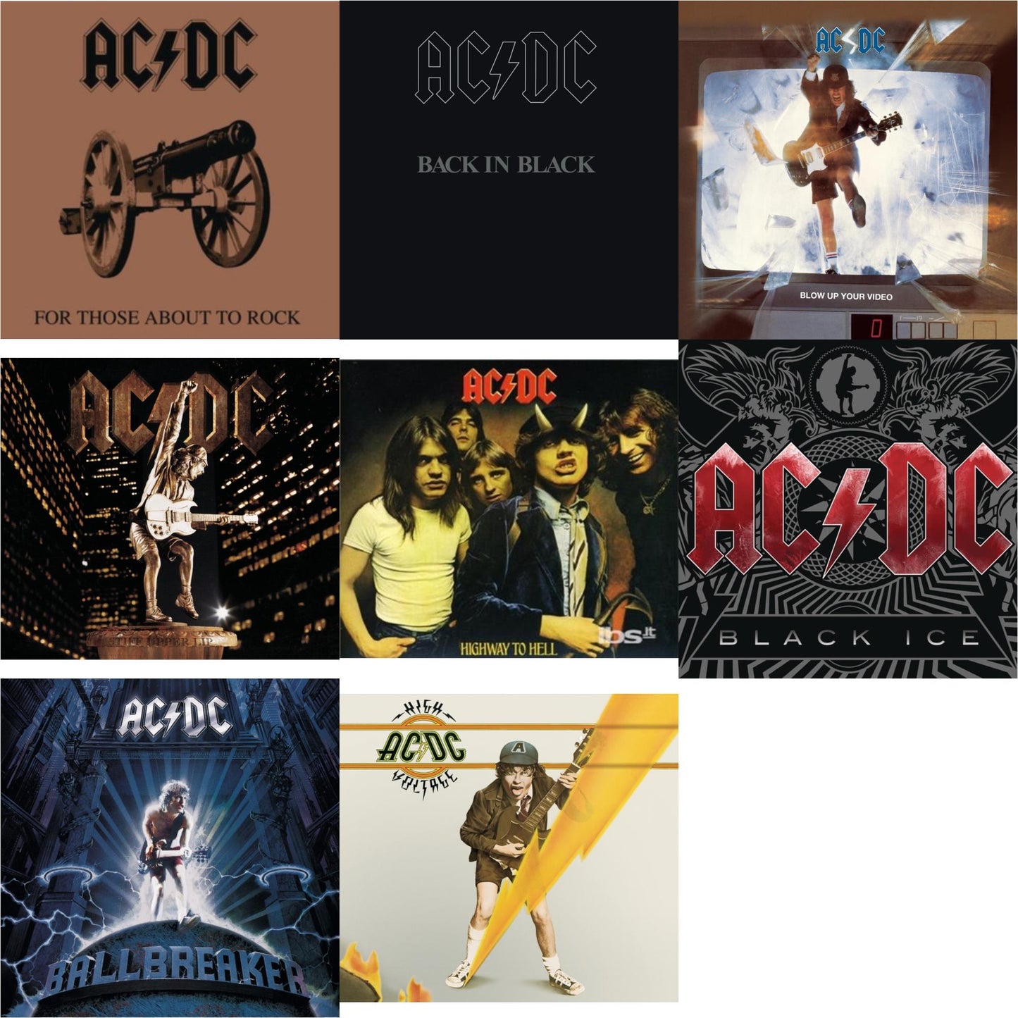 Ac/Dc - High Voltage & Highway To Hell & Back In Black & For Those About To Rock & Black Ice & Ballbreaker & Stiff Upper Lip & Blow Up Your Video - CD Bundle