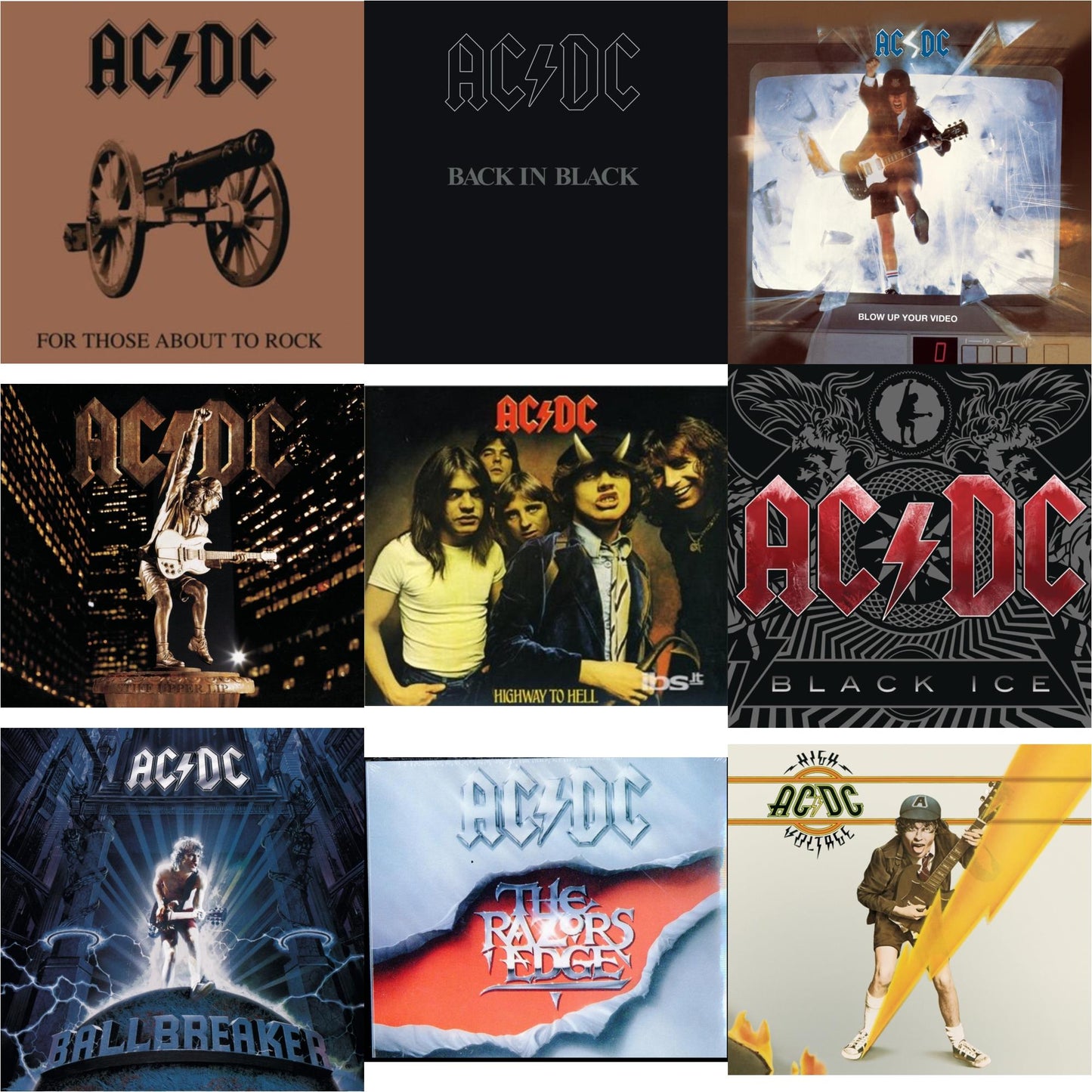 Ac/Dc - High Voltage & Highway To Hell & Back In Black & For Those About To Rock & Razor's Edge & Black Ice & Ballbreaker & Stiff Upper Lip & Blow Up Your Video - CD Bundle