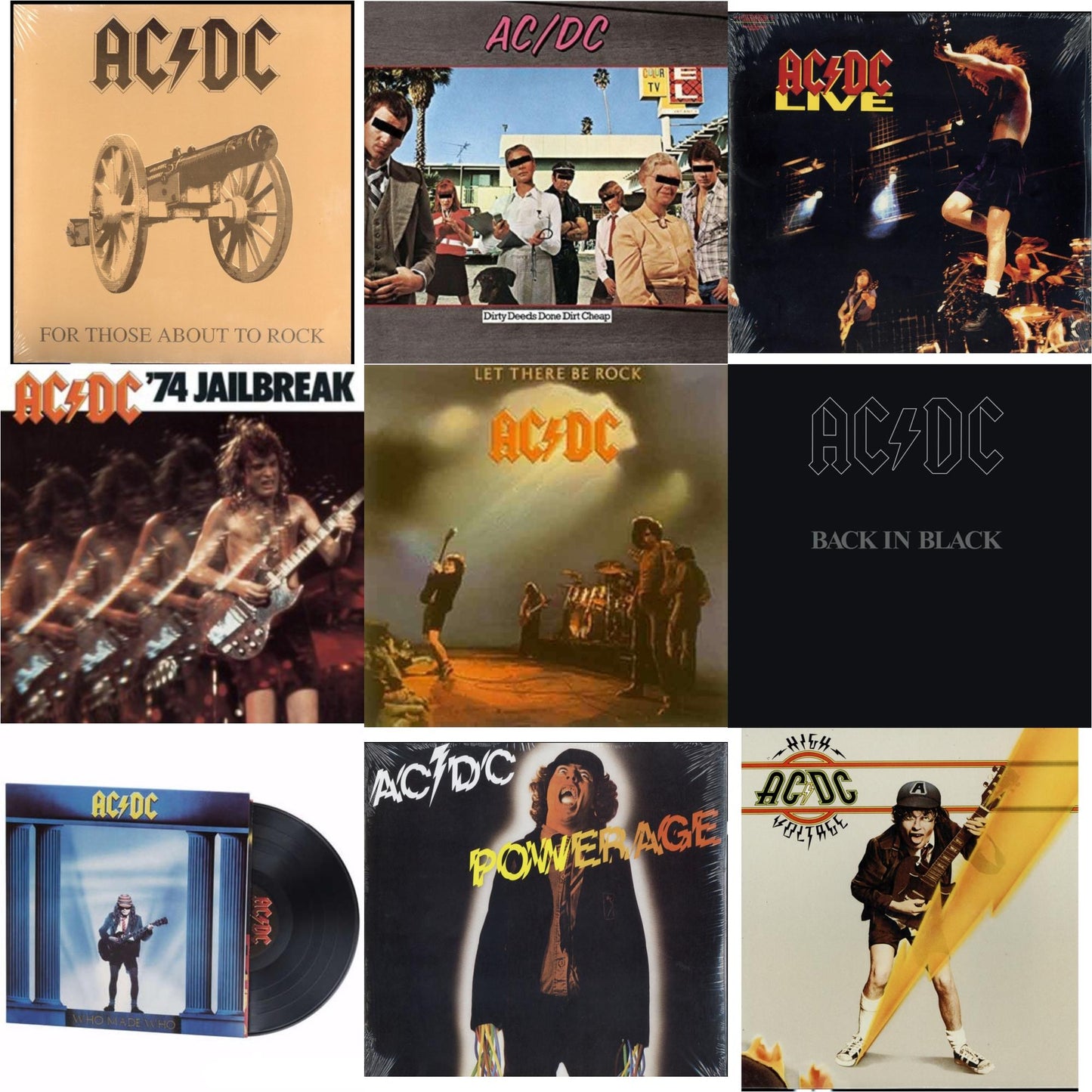 Ac/Dc - 74 Jailbreak (180G) & High Voltage (180G) & Dirty Deeds Done Dirt Cheap (180G) & Let There Be Rock (180G) & Powerage (180G) & Back In Black (180G) & For Those About To Rock (180G) & Who Made Who (180G) & Live (2LP/180G)
