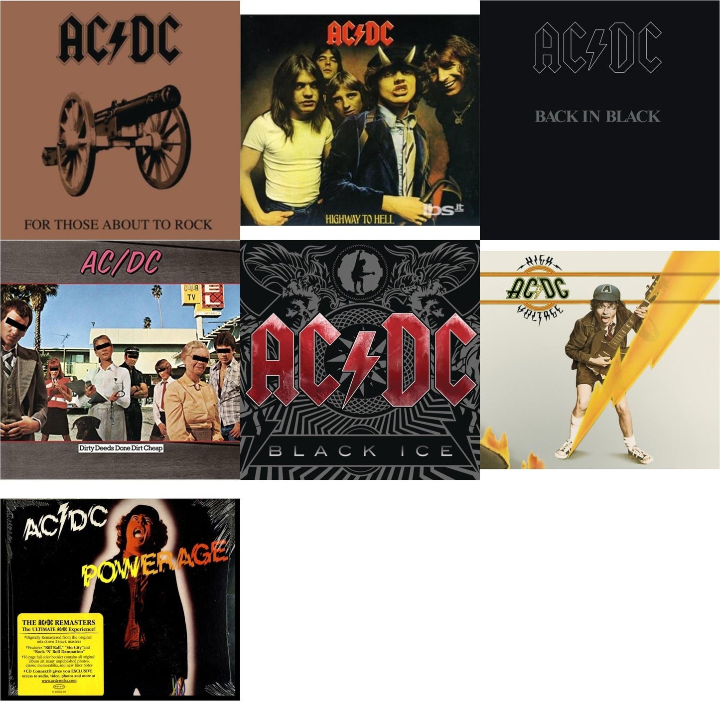 Ac/Dc - High Voltage & Dirty Deeds Done Dirt Cheap & Powerage & Highway To Hell & Back In Black & For Those About To Rock & Black Ice - CD Bundle