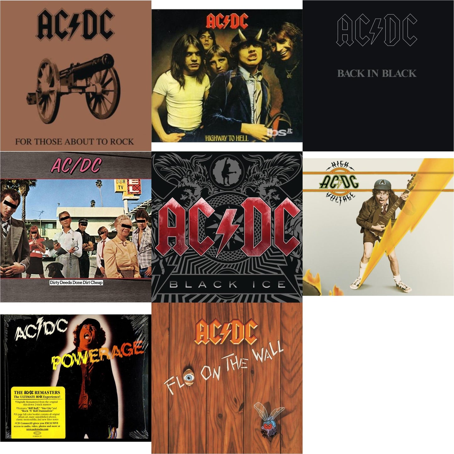 Ac/Dc - High Voltage & Dirty Deeds Done Dirt Cheap & Powerage & Highway To Hell & Back In Black & For Those About To Rock & Black Ice & Fly On The Wall - CD Bundle