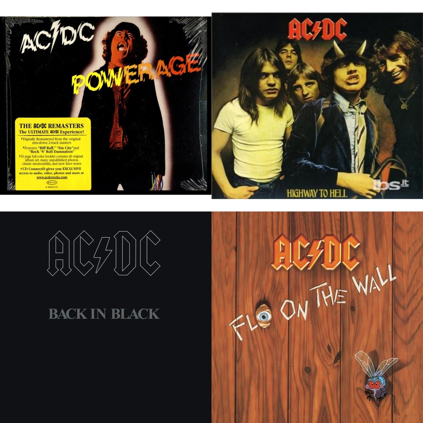 Ac/Dc - Powerage & Highway To Hell & Back In Black & Fly On The Wall - CD Bundle
