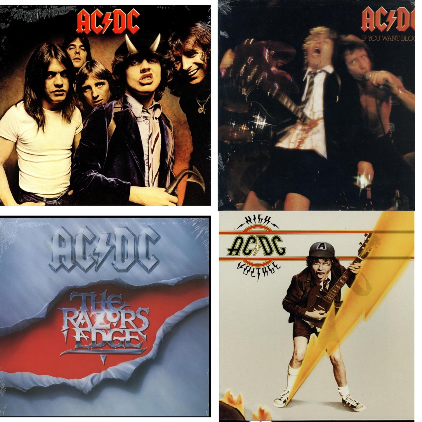Ac/Dc - High Voltage (180G) & If You Want Blood You've Got It (180G) & Highway To Hell (180G) & Razor’S Edge (180G) - LP Vinyl Bundle