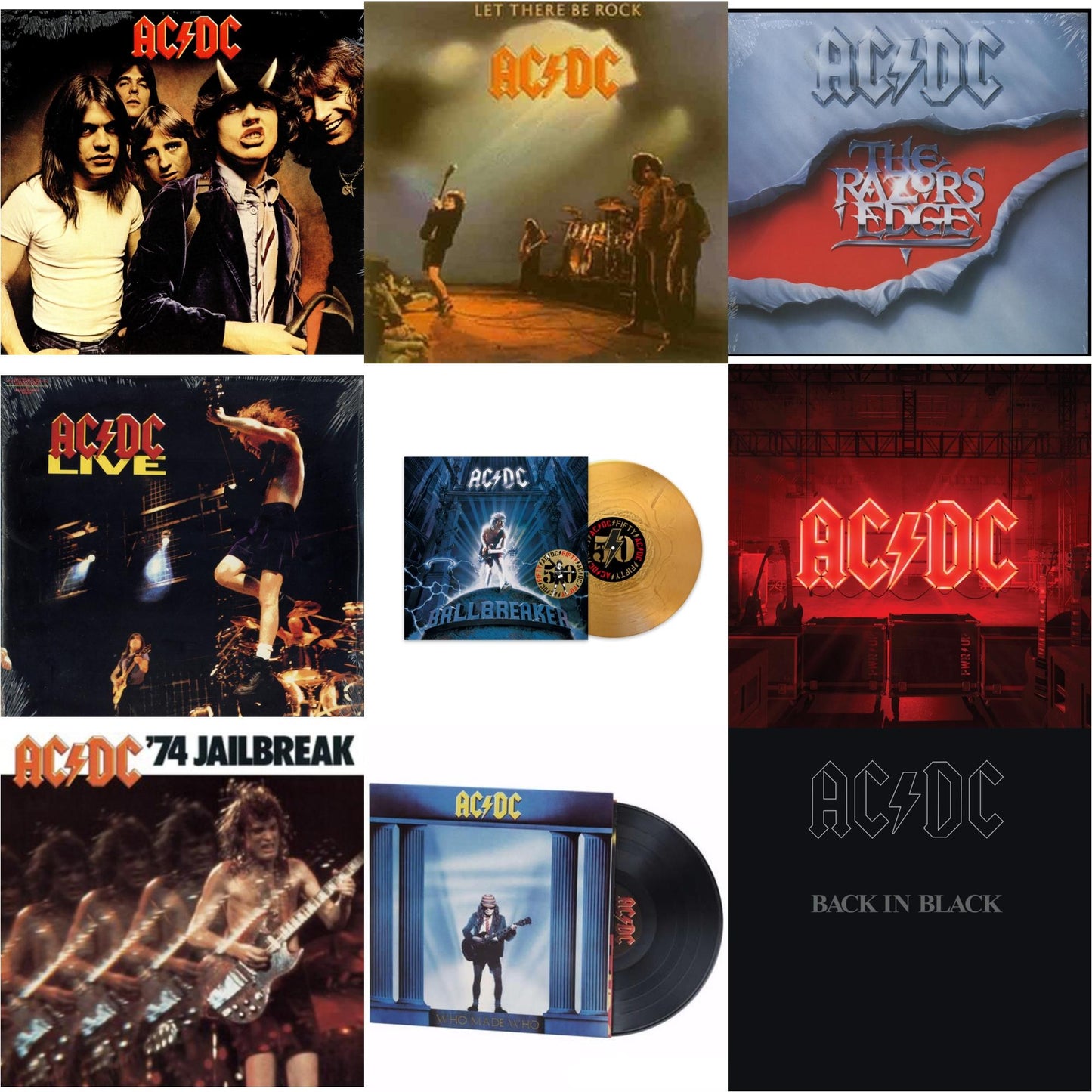 Ac/Dc - Power Up (180G/Gatefold Jacket/Inner Sleeve) & Ballbreaker (50Th Anniversary/Gold Color LP Vinyl) & 74 Jailbreak (180G) & Let There Be Rock (180G) & Highway To Hell (180G) & Back In Black (180G) & Who Made Who (180G) & Razor’S Edge (180G) &