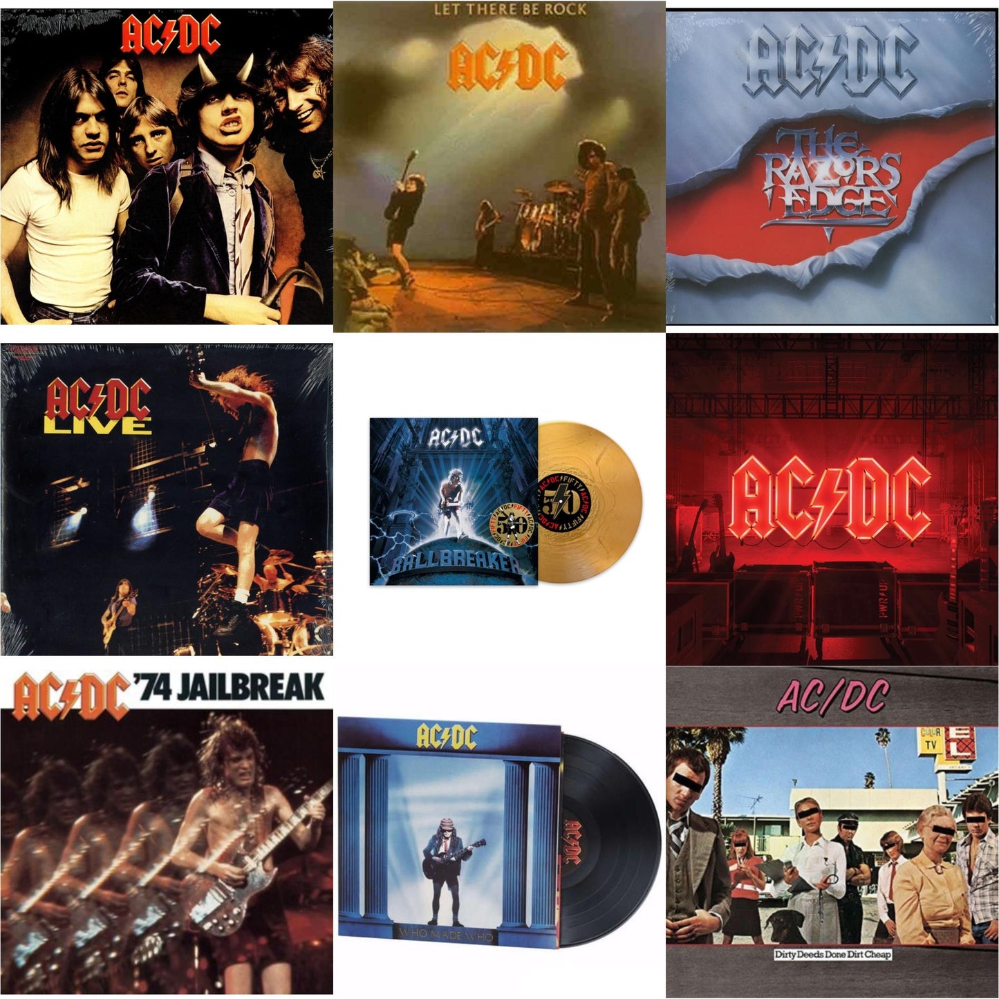 Ac/Dc - Power Up (180G/Gatefold Jacket/Inner Sleeve) & Ballbreaker (50Th Anniversary/Gold Color LP Vinyl) & 74 Jailbreak (180G) & Dirty Deeds Done Dirt Cheap (180G) & Let There Be Rock (180G) & Highway To Hell (180G) & Who Made Who (180G) & Razor’S
