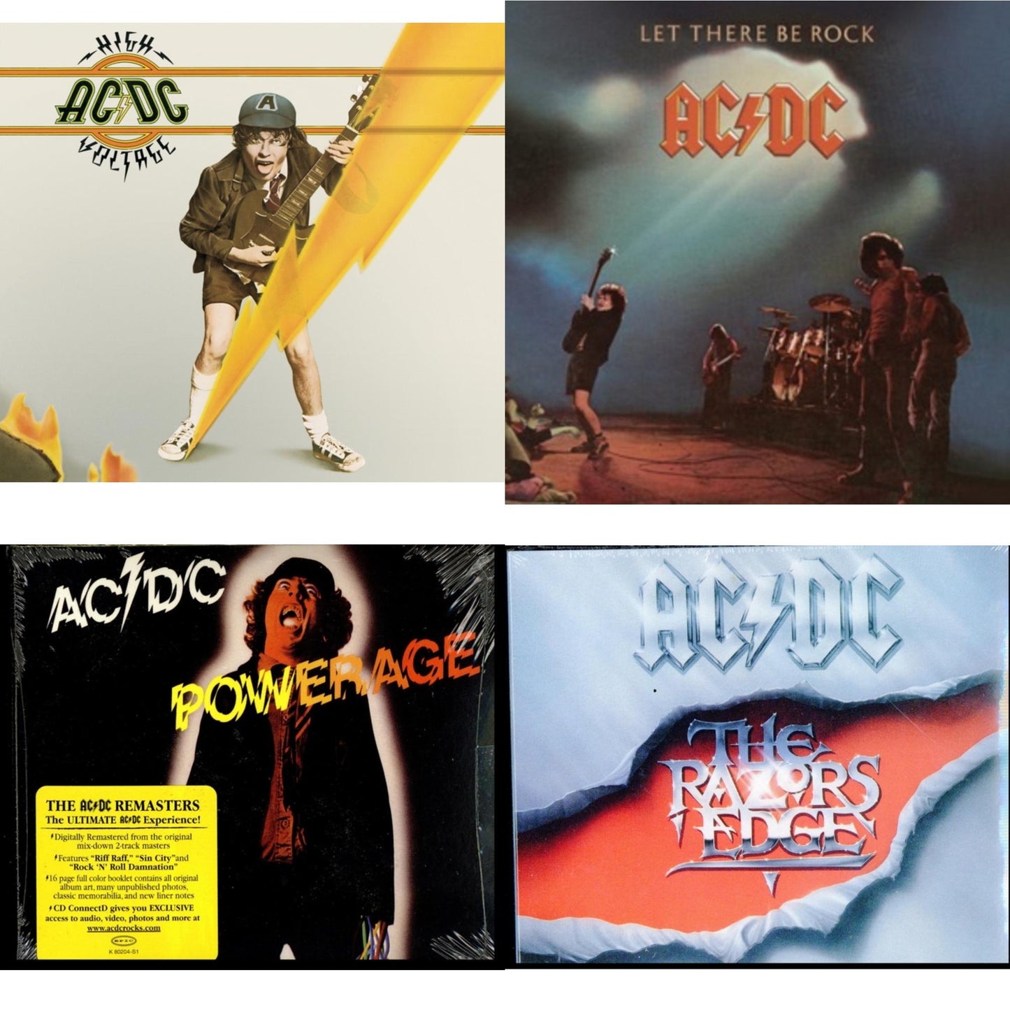 Ac/Dc - High Voltage & Let There Be Rock & Powerage & Razor's Edge - CD Bundle