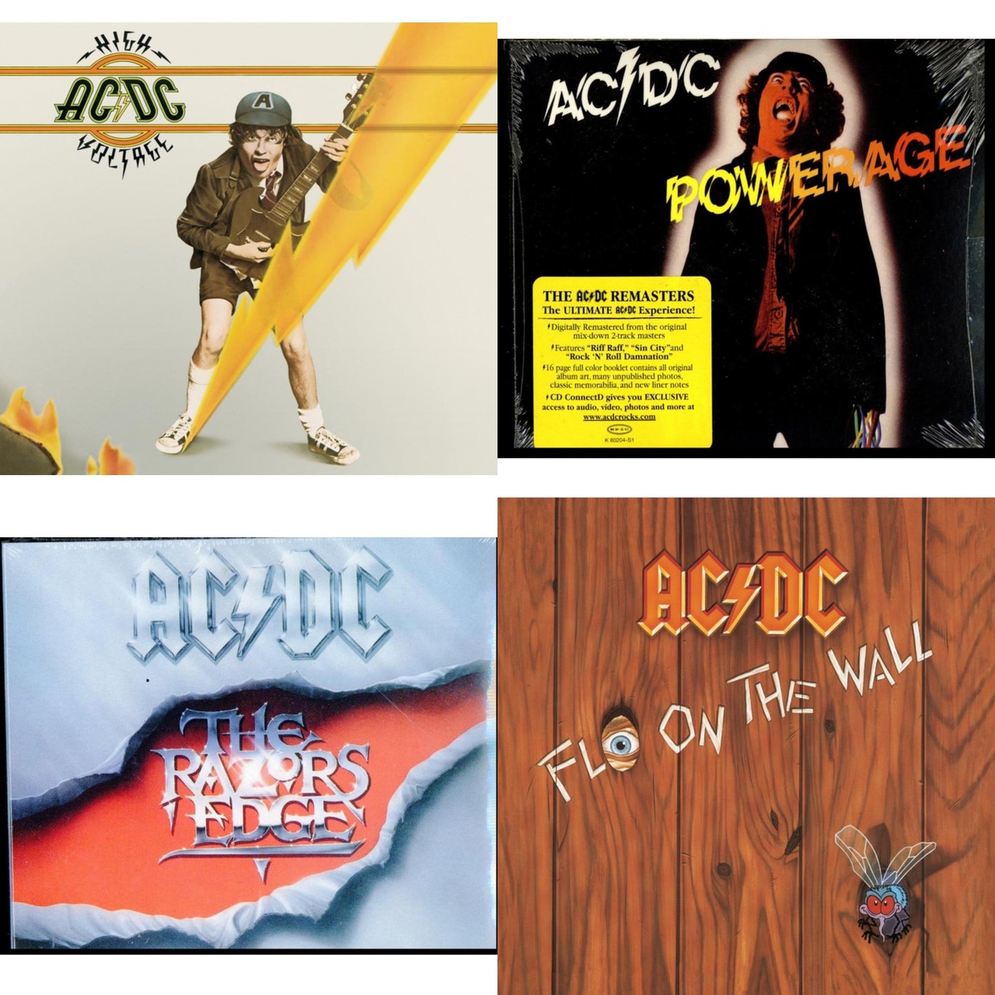 Ac/Dc - High Voltage & Powerage & Razor's Edge & Fly On The Wall - CD Bundle