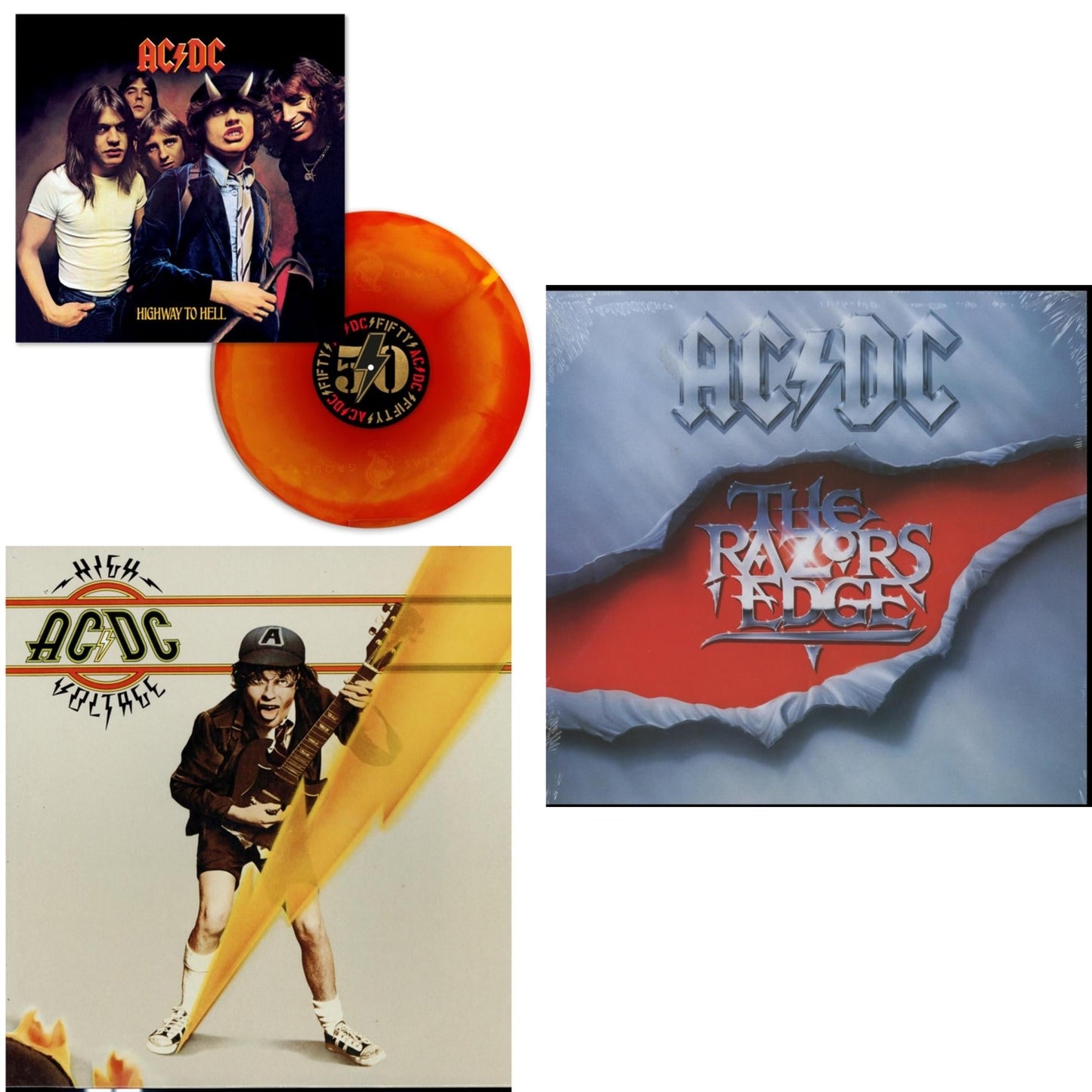 Ac/Dc - Highway To Hell (Orange Blend LP Vinyl) & High Voltage (180G) & Razor’S Edge (180G)