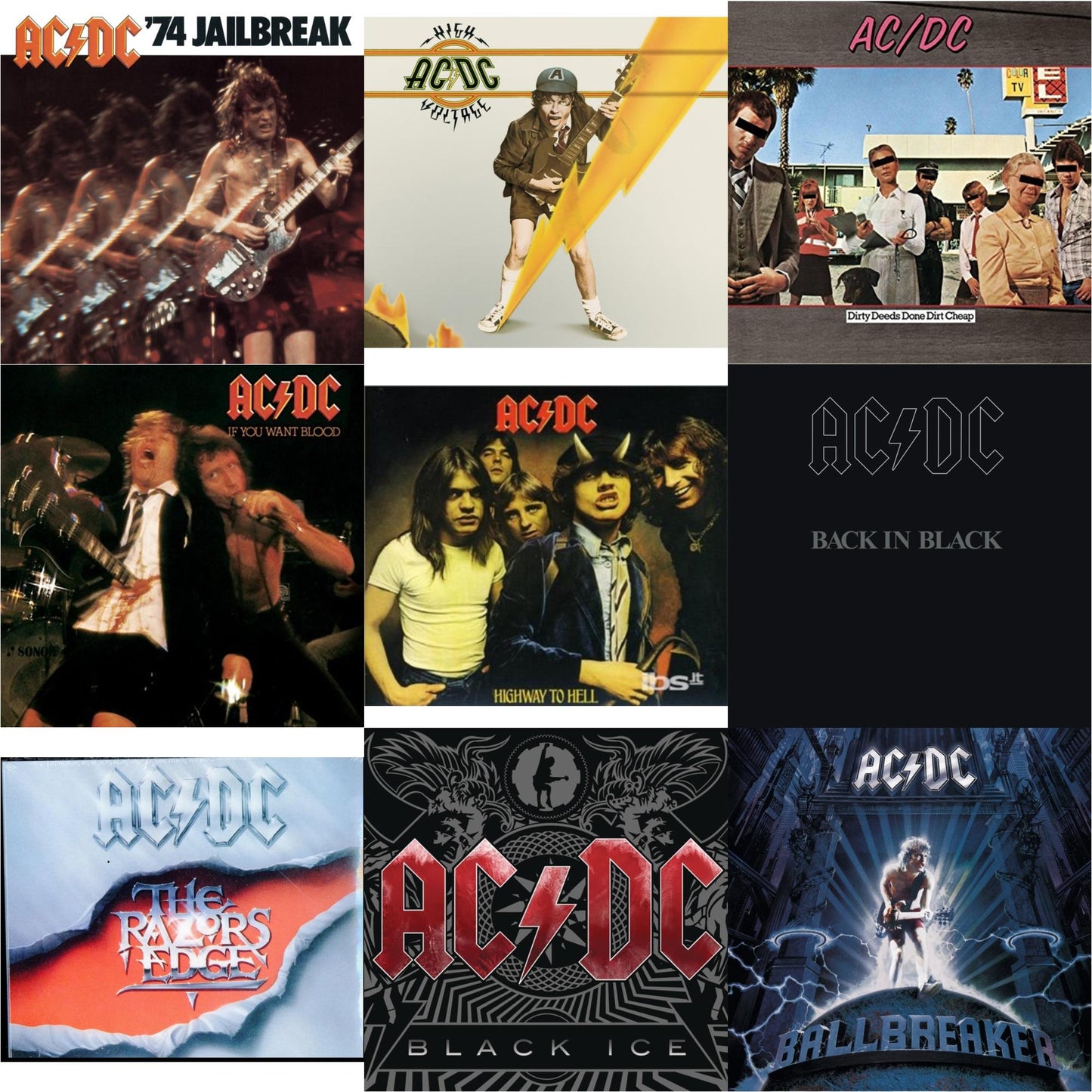 Ac/Dc - 74 Jailbreak & High Voltage & Dirty Deeds Done Dirt Cheap & If You Want Blood You've Got It & Highway To Hell & Back In Black & Razor's Edge & Black Ice & Ballbreaker - CD Bundle