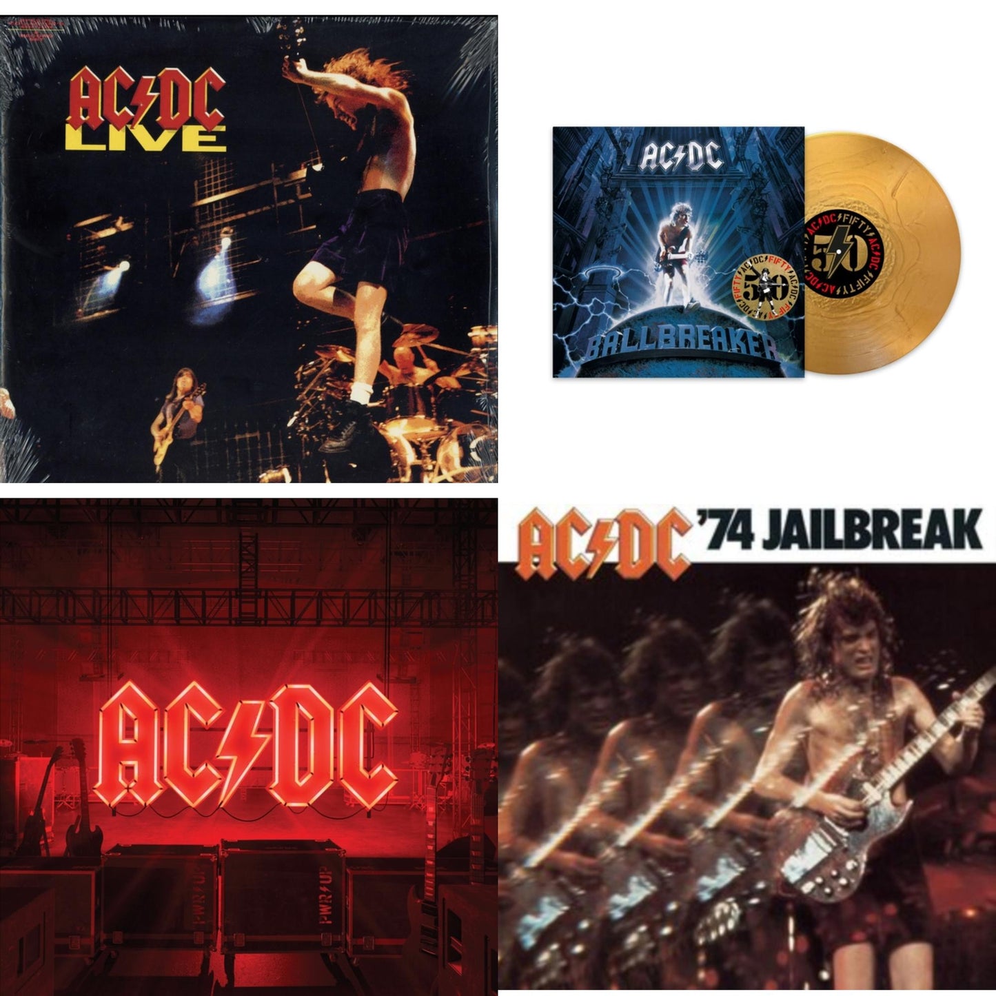 Ac/Dc - Power Up (180G/Gatefold Jacket/Inner Sleeve) & Ballbreaker (50Th Anniversary/Gold Color LP Vinyl) & 74 Jailbreak (180G) & Live (2LP/180G)