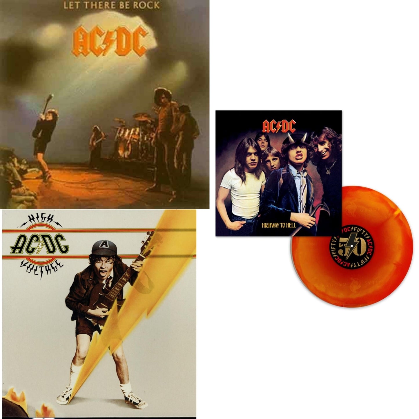 Ac/Dc - Highway To Hell (Orange Blend LP Vinyl) & High Voltage (180G) & Let There Be Rock (180G)