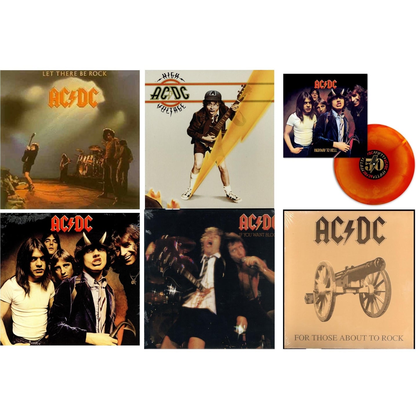 Ac/Dc - Highway To Hell (Orange Blend LP Vinyl) & High Voltage (180G) & Let There Be Rock (180G) & If You Want Blood You've Got It (180G) & Highway To Hell (180G) & For Those About To Rock (180G)