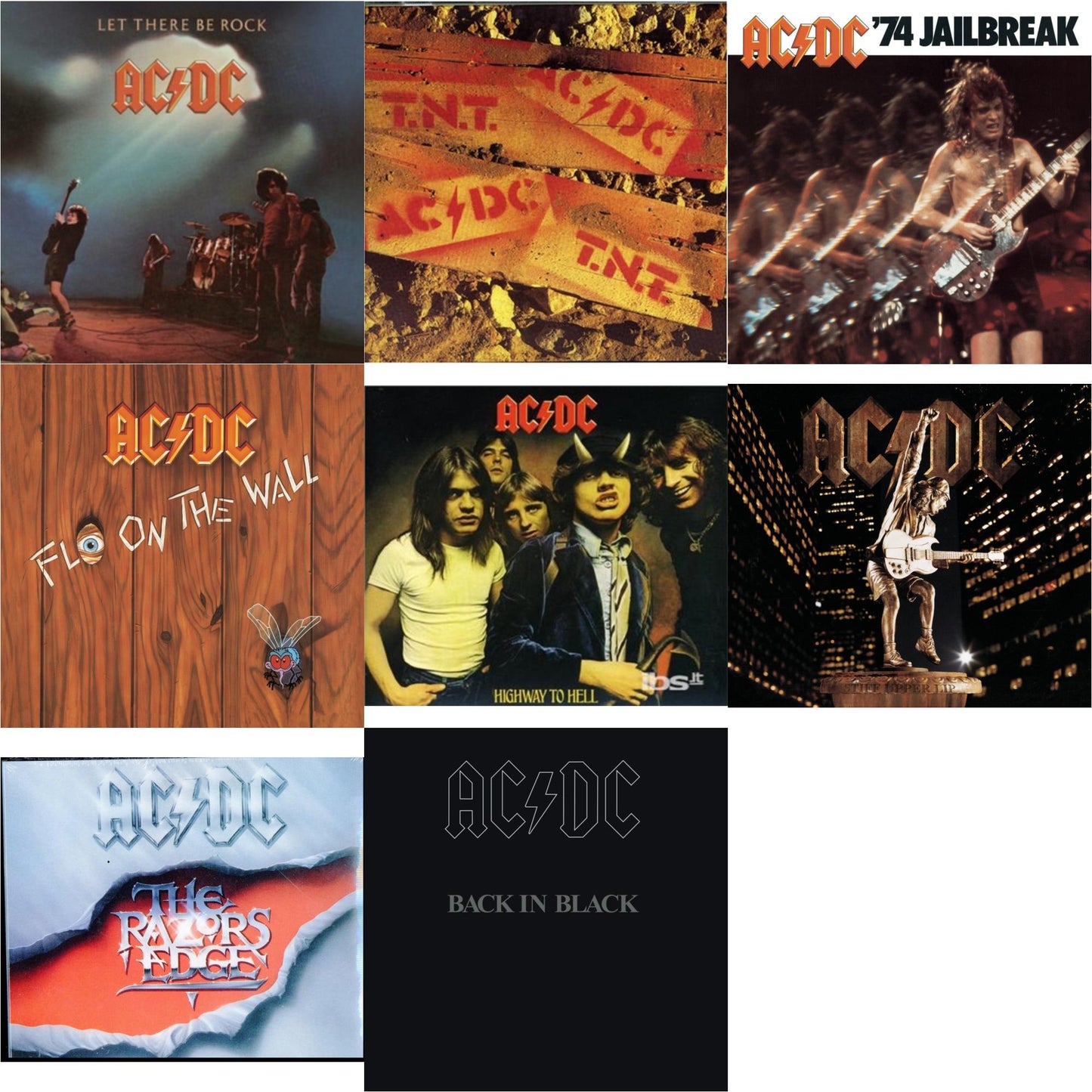 Ac/Dc - 74 Jailbreak & Let There Be Rock & Highway To Hell & Back In Black & Razor's Edge & Tnt & Stiff Upper Lip & Fly On The Wall - CD Bundle