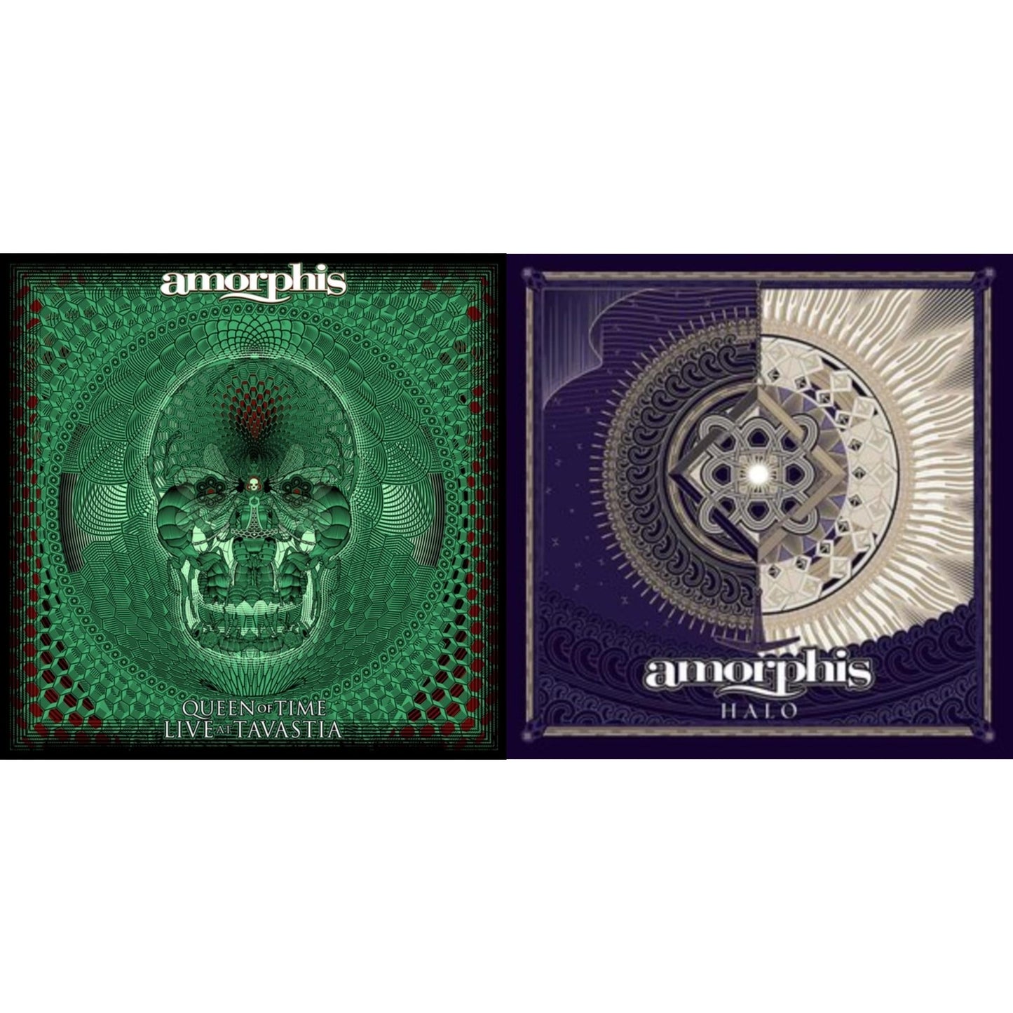 Amorphis - Halo (Red Transparent LP Vinyl) & Queen Of Time (Live At Tavastia 2021) (2LP/Green Blackdust W/ Signed Insert)