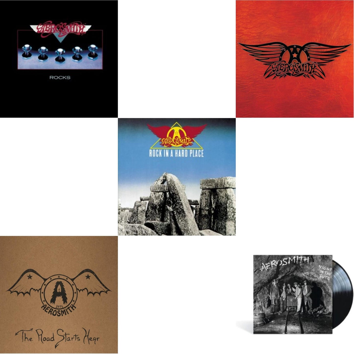 Aerosmith - 1971: The Road Starts Here & Greatest Hits & Night In The Ruts & Rocks & Rock In A Hard Place - LP Vinyl Bundle