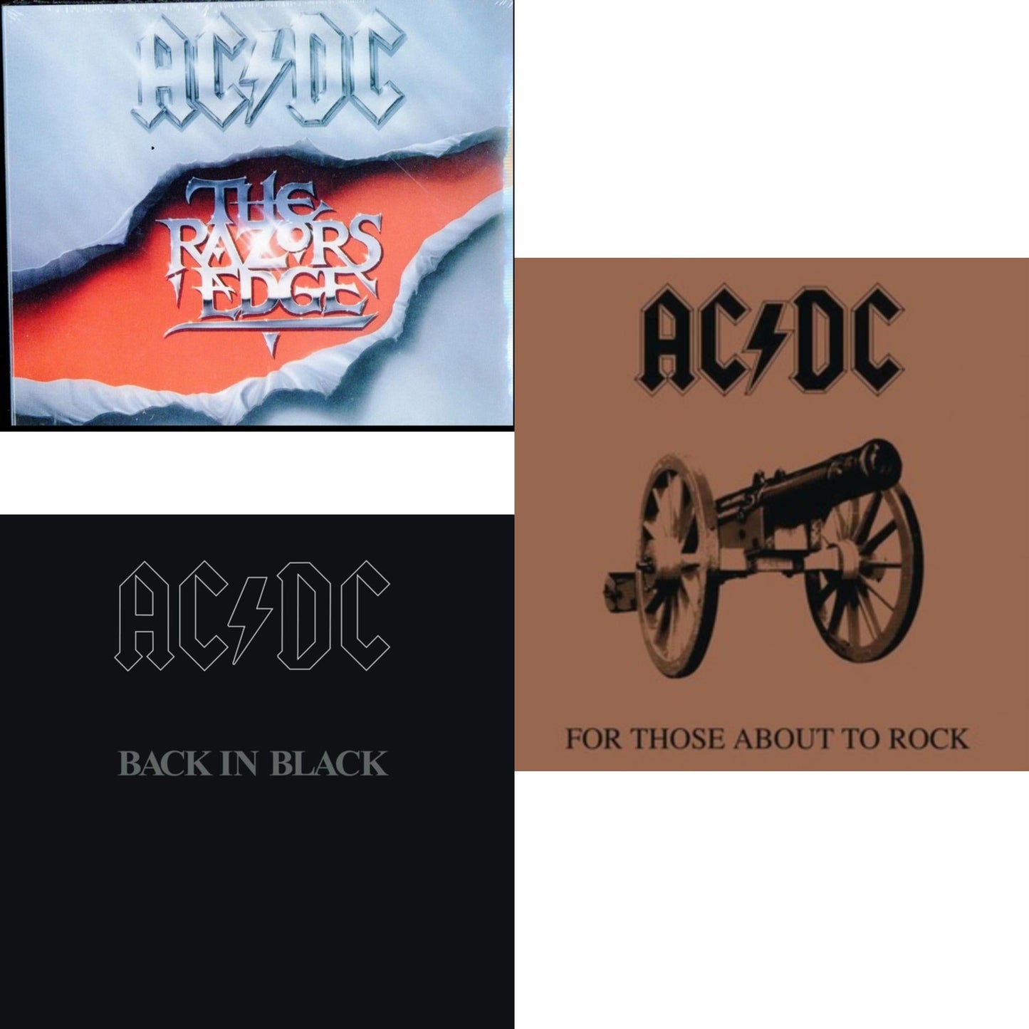 Ac/Dc - Back In Black & For Those About To Rock & Razor's Edge - CD Bundle
