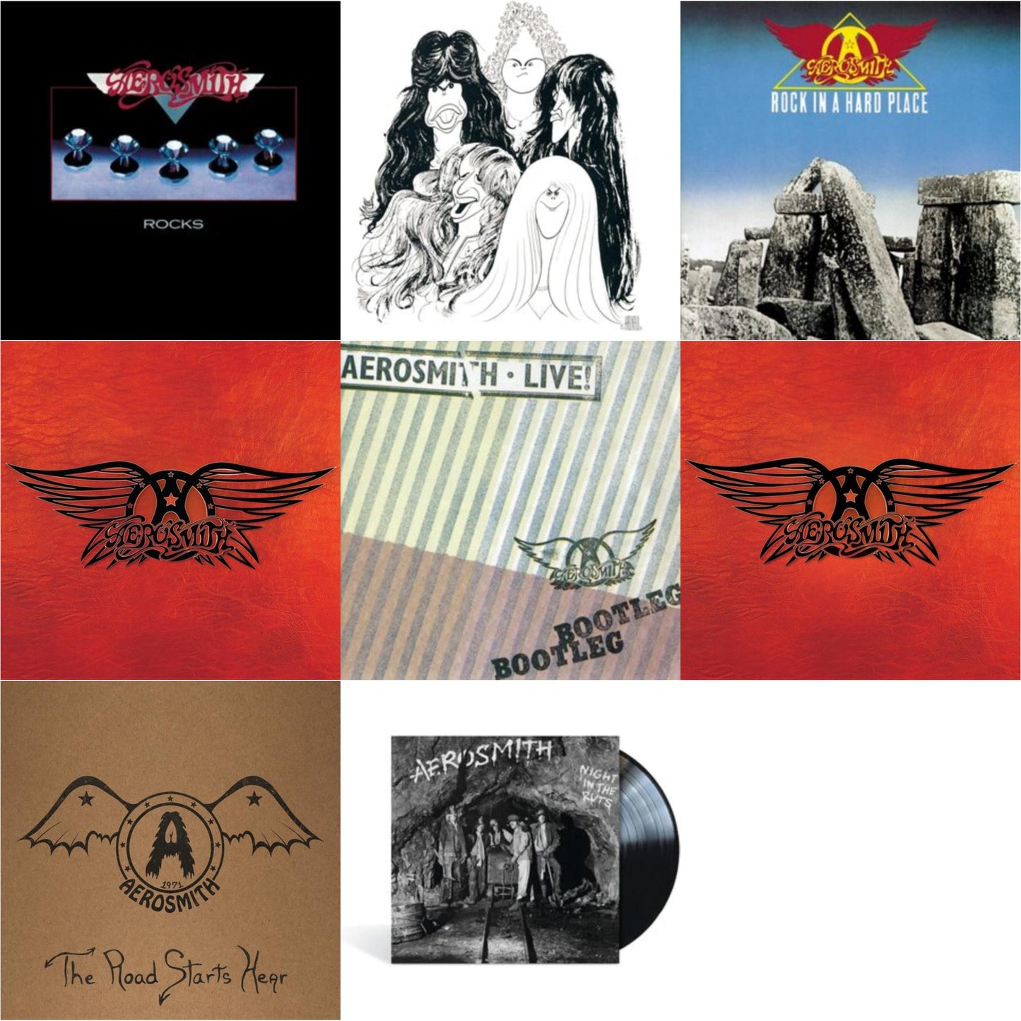Aerosmith - 1971: The Road Starts Here & Greatest Hits & Greatest Hits (4LP) & Night In The Ruts & Rocks & Rock In A Hard Place & Live! Bootleg (2LP) & Draw The Line