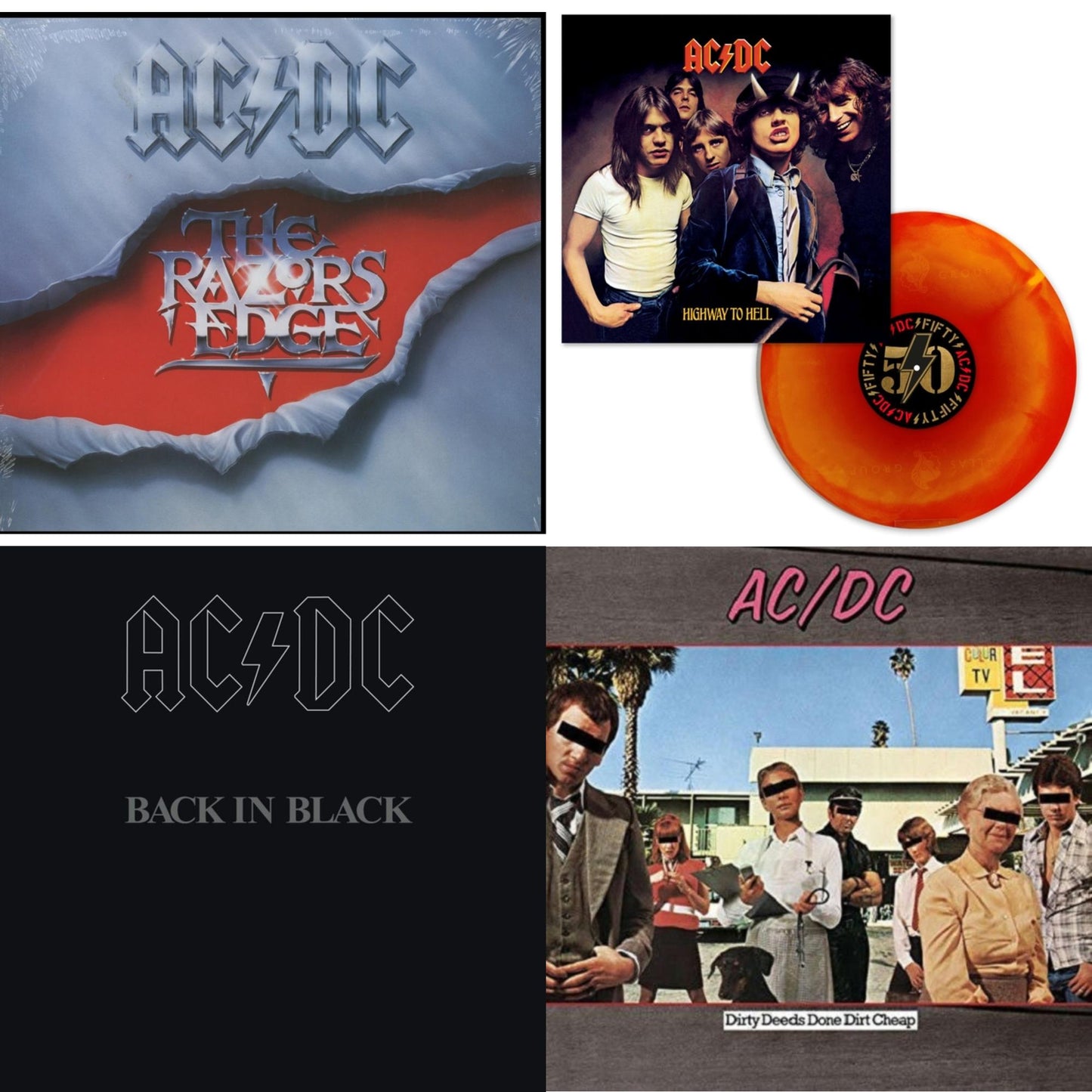 Ac/Dc - Highway To Hell (Orange Blend LP Vinyl) & Dirty Deeds Done Dirt Cheap (180G) & Back In Black (180G) & Razor’S Edge (180G)
