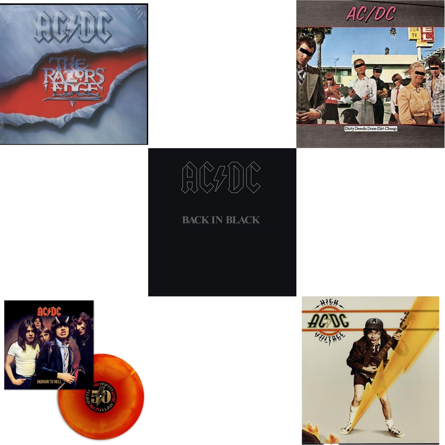 Ac/Dc - Highway To Hell (Orange Blend LP Vinyl) & High Voltage (180G) & Dirty Deeds Done Dirt Cheap (180G) & Back In Black (180G) & Razor’S Edge (180G)