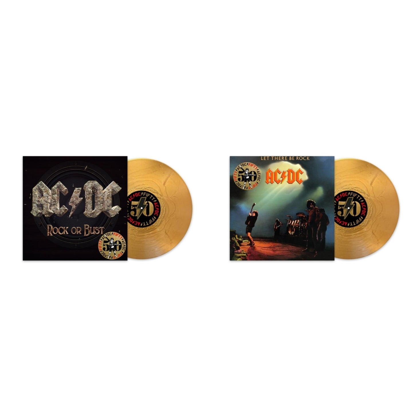 Ac/Dc - Rock Or Bust (50Th Anniversary/Gold Color LP Vinyl) & Let There Be Rock (50Th Anniversary/Gold Color LP Vinyl)