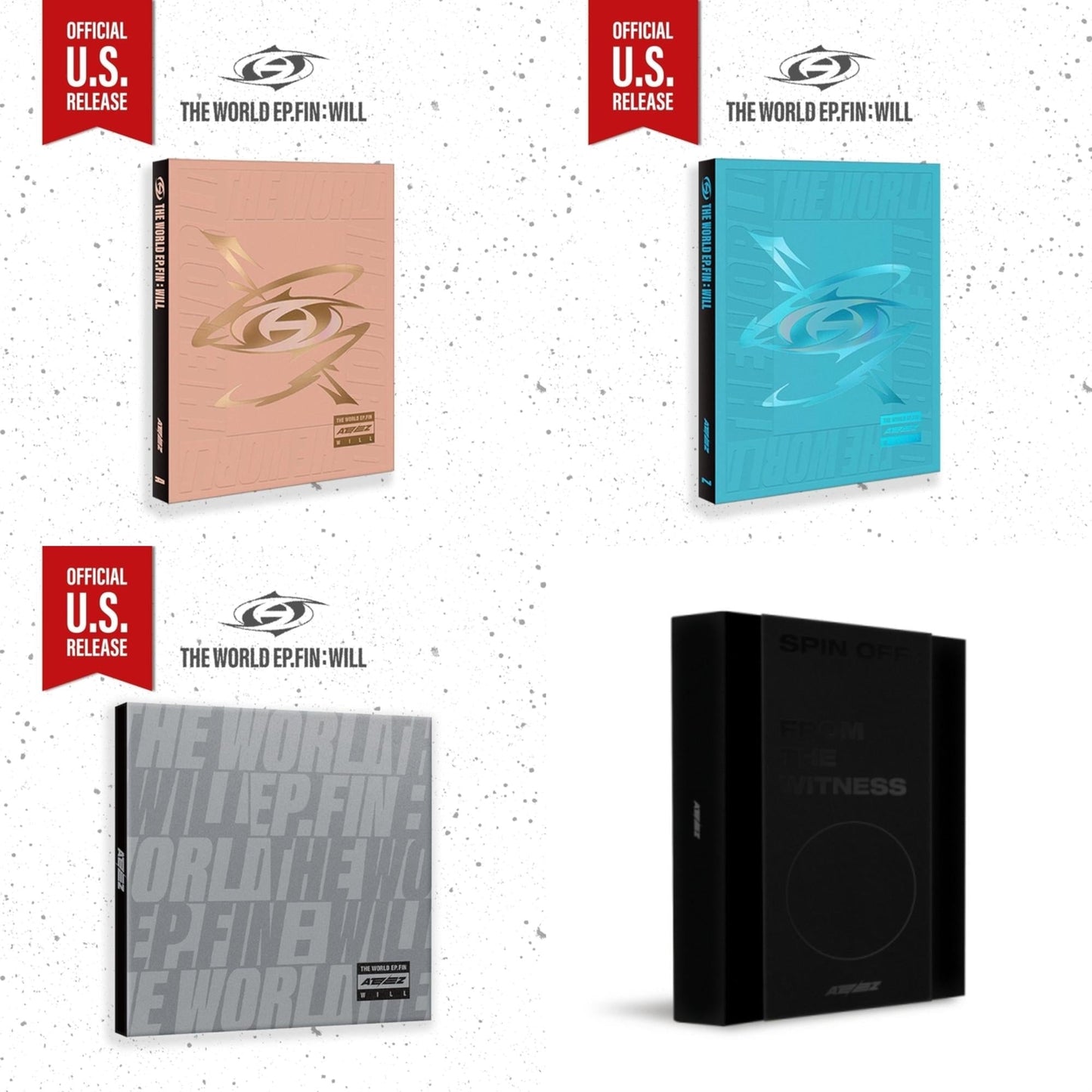 Ateez - World Ep.Fin : Will - (A Ver.) (Us Basic) & World Ep.Fin : Will - (Z Ver.) (Us Basic) & World Ep.Fin : Will - (Digipak) (Us Basic) & Spin Off : From The Witness (Witness Version) (Limited) - CD Bundle