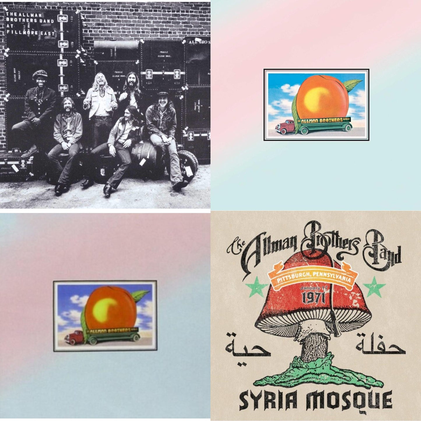 Allman Brothers Band - Live At Fillmore East & Eat A Peach (2LP) & Eat A Peach (Light Pink & Light Blue LP Vinyl) & Syria Mosque: Pittsburgh, Pa January 17, 1971 (Live) (Pittsburgh Steel Gray Vinyl/2LP)