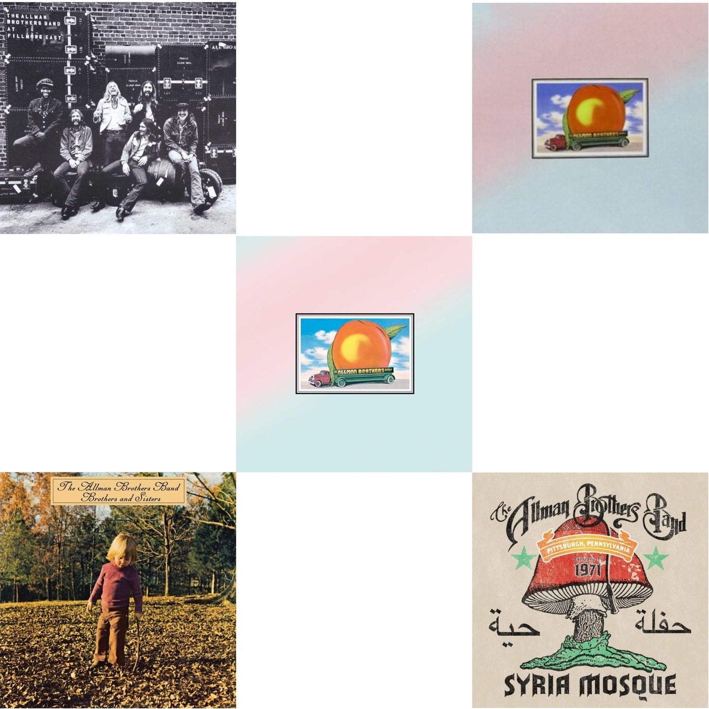 Allman Brothers Band - Live At Fillmore East & Brothers & Sisters & Eat A Peach (2LP) & Eat A Peach (Light Pink & Light Blue LP Vinyl) & Syria Mosque: Pittsburgh, Pa January 17, 1971 (Live) (Pittsburgh Steel Gray Vinyl/2LP)