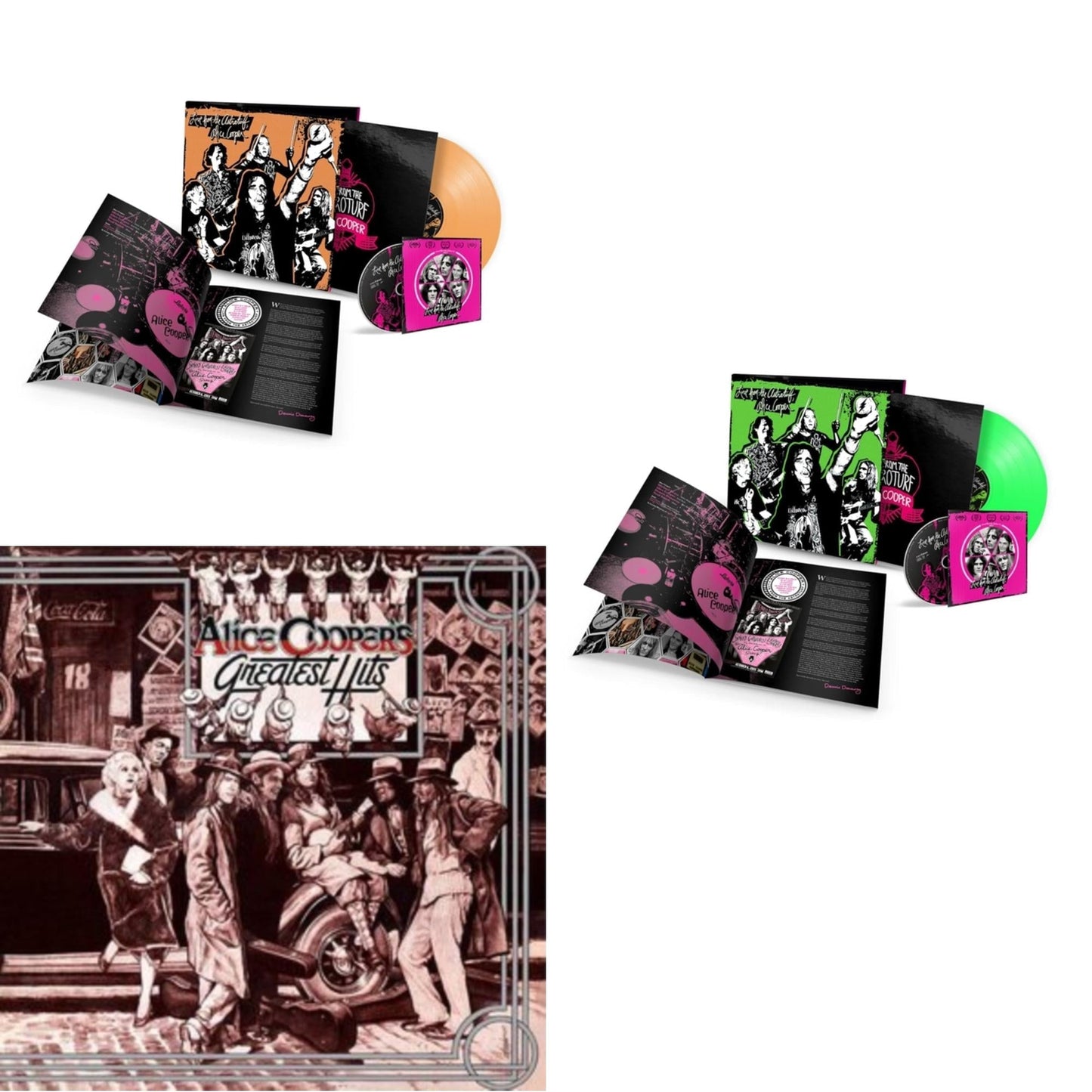 Alice Cooper - Live From The Astroturf (Glow-In-The-Dark LP Vinyl/DVD) & Live From The Astroturf (Apricoot LP Vinyl/DVD) & Alice Cooper's Greatest Hits (180G/Limited Anniversary Edition)