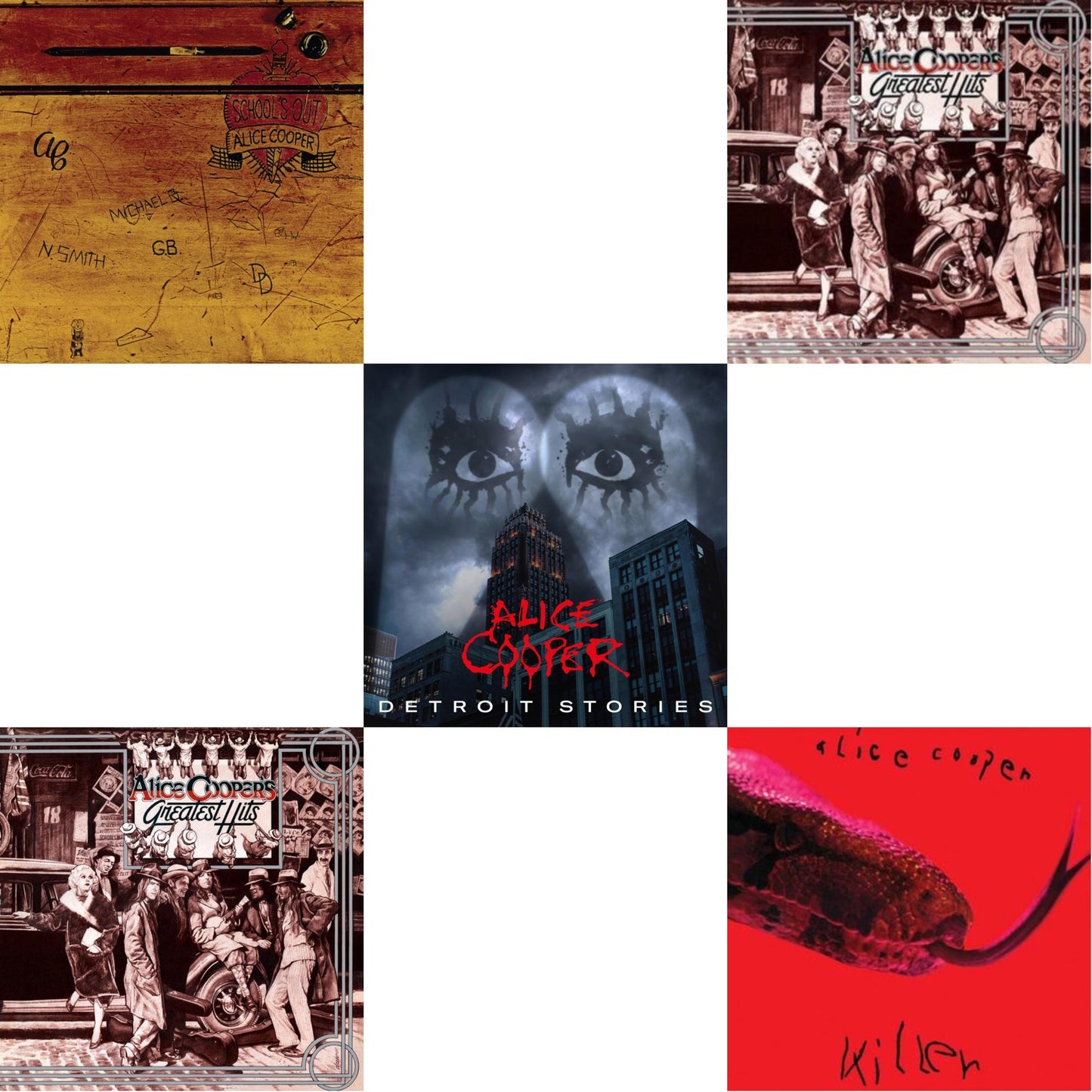 Alice Cooper - School's Out (Expanded & Remastered/3LP) & Alice Cooper's Greatest Hits (180G/Limited Halloween Edition) & Detroit Stories (2LP) & Alice Cooper's Greatest Hits (180G/Limited Anniversary Edition) & Killer (180G/50Th Anniversary/Die Cut