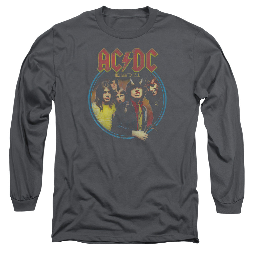 AC/DC Highway To Hell Mens Long Sleeve Shirt Charcoal Officially Licensed