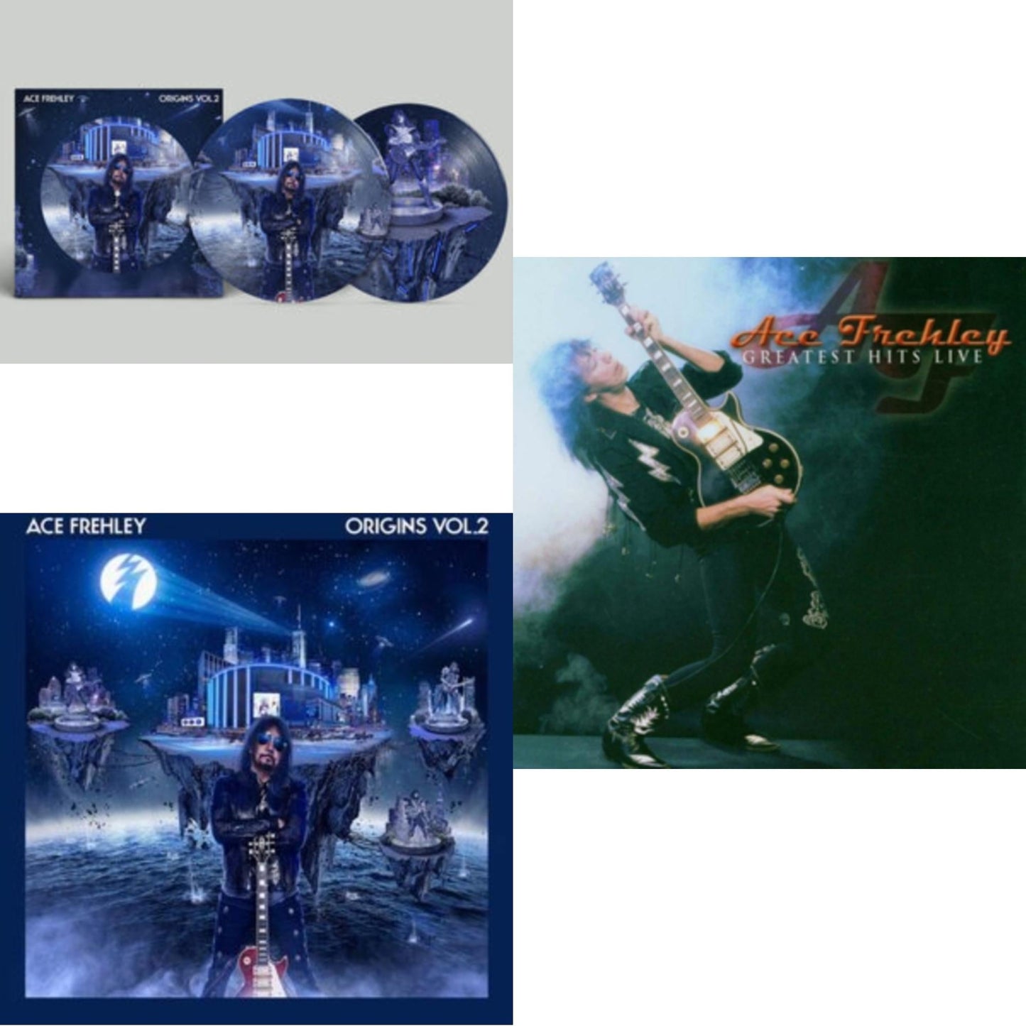 Ace Frehley - Greatest Hits Live & Origins Vol.2 (Blue & White LP Vinyl) & Origins: Vol. 2 (Picture Disc)