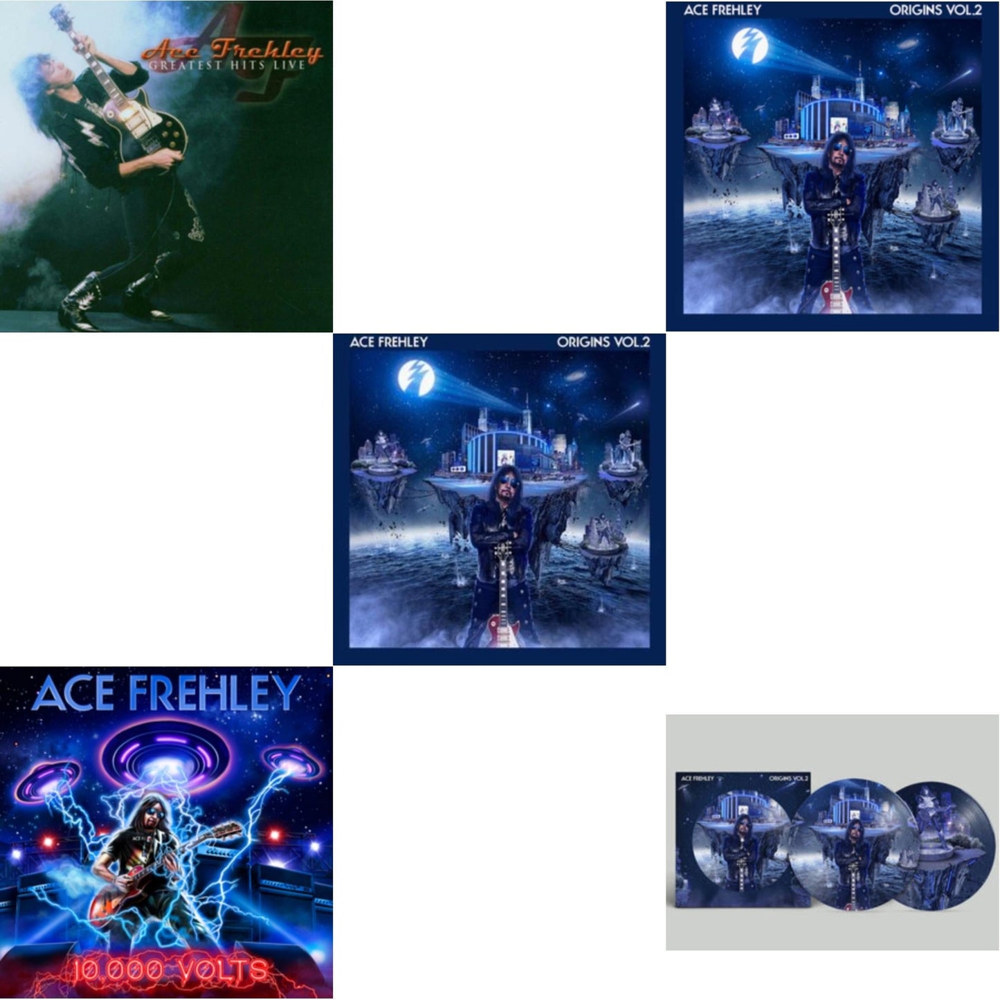 Ace Frehley - Greatest Hits Live & 10,000 Volts (Dragons Den LP Vinyl) & Origins Vol.2 (Blue & White LP Vinyl) & Origins: Vol. 2 (I) & Origins: Vol. 2 (Picture Disc)