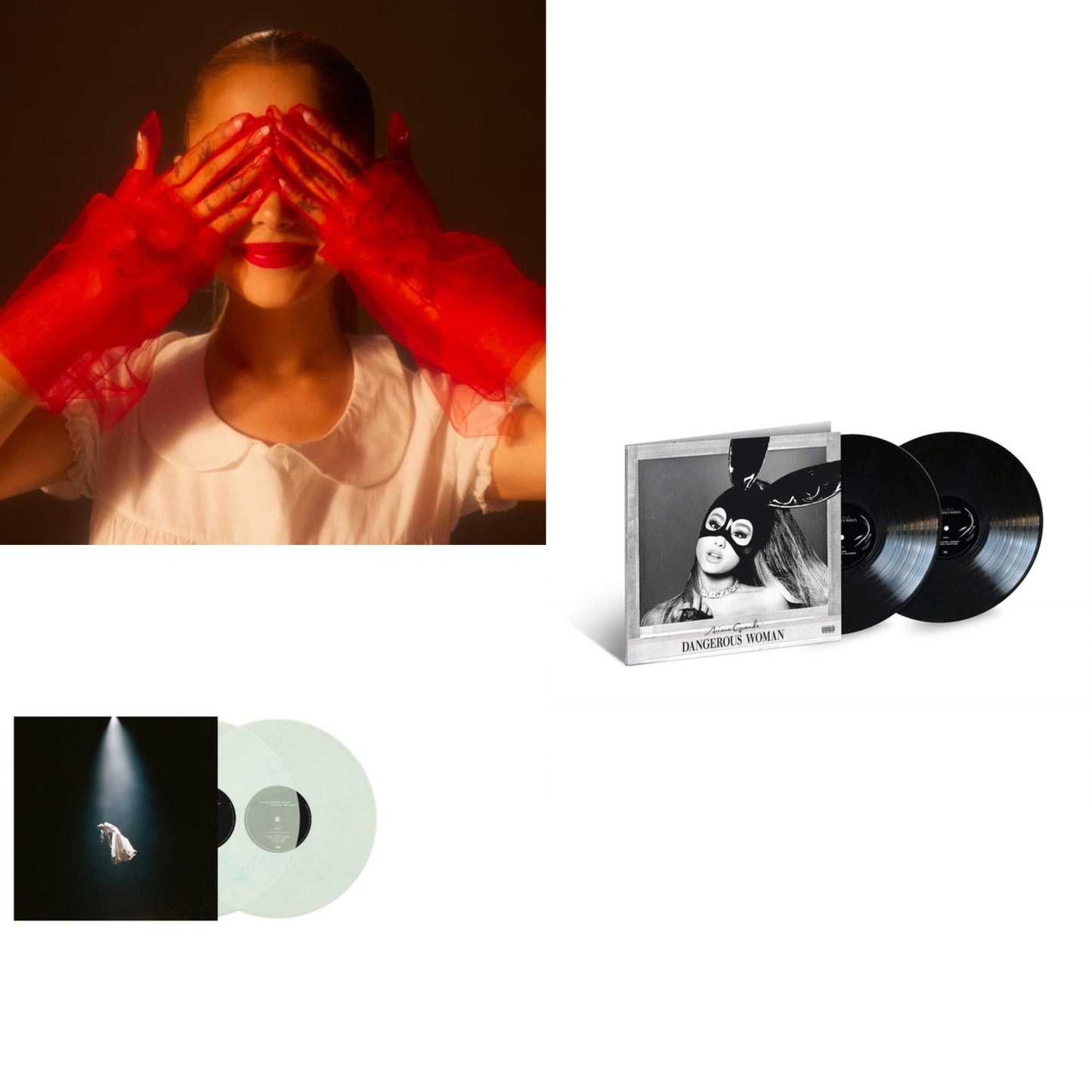 Ariana Grande - Eternal Sunshine (X) (Ruby LP Vinyl) & Eternal Sunshine Deluxe: Brighter Days Ahead (X) (Translucent Marble Vinyl/2LP) & Dangerous Woman (2LP)
