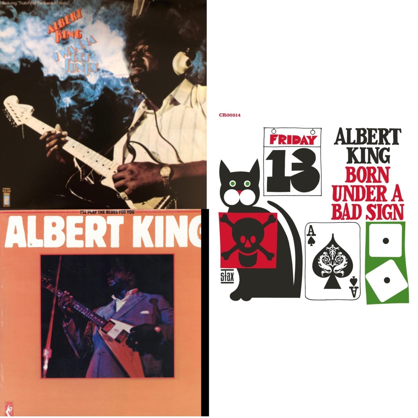 Albert King - I'll Play The Blues For You & I Wanna Get Funky & Born Under A Bad Sign - LP Vinyl Bundle