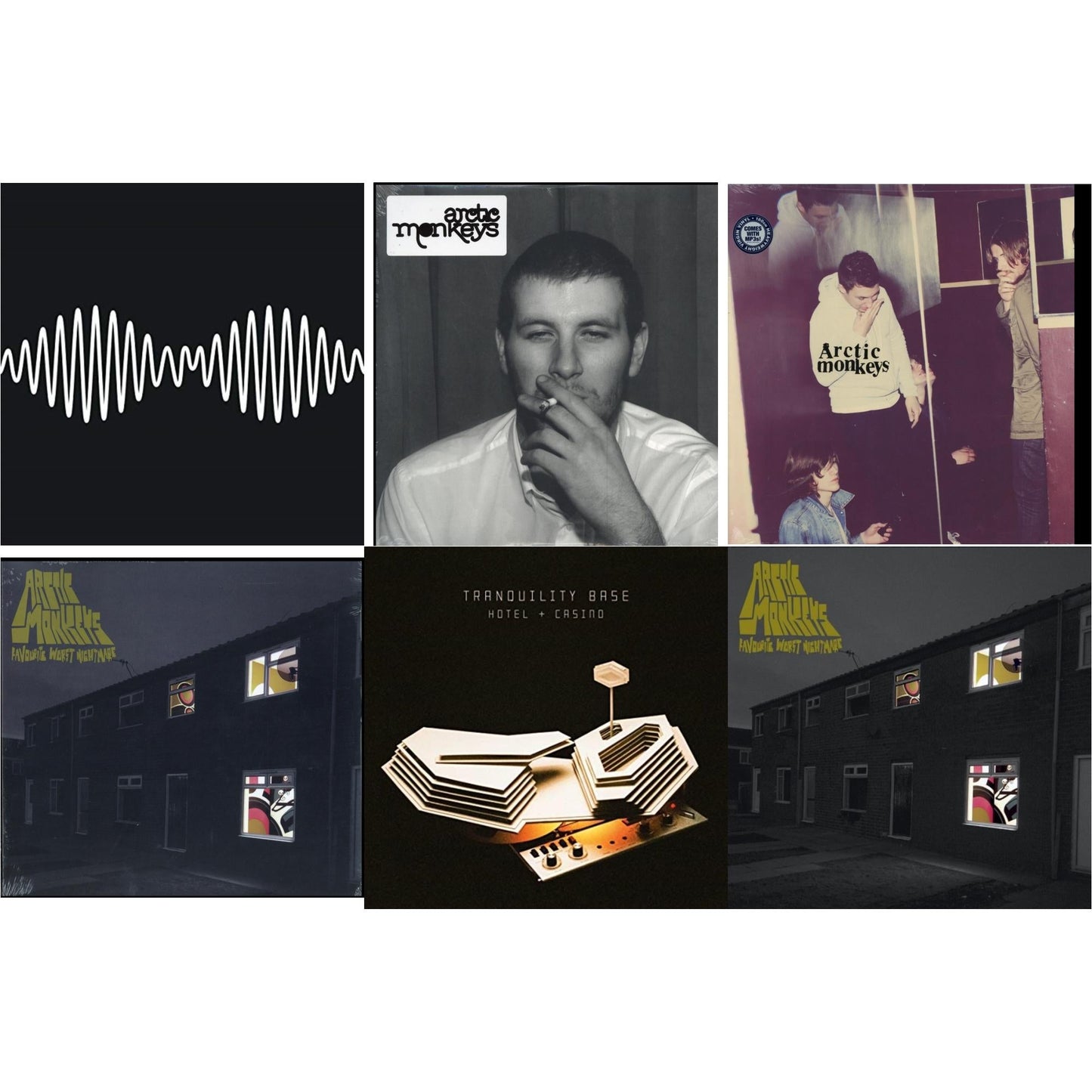 Arctic Monkeys - Favourite Worst Nightmare & Favourite Worst Nightmare (Gatefold) & Whatever People Say I Am That's What I Am Not & Humbug (Dl Card) & Am (Dl Card) & Tranquility Base Hotel & Casino (Dl Card) - LP Vinyl Bundle