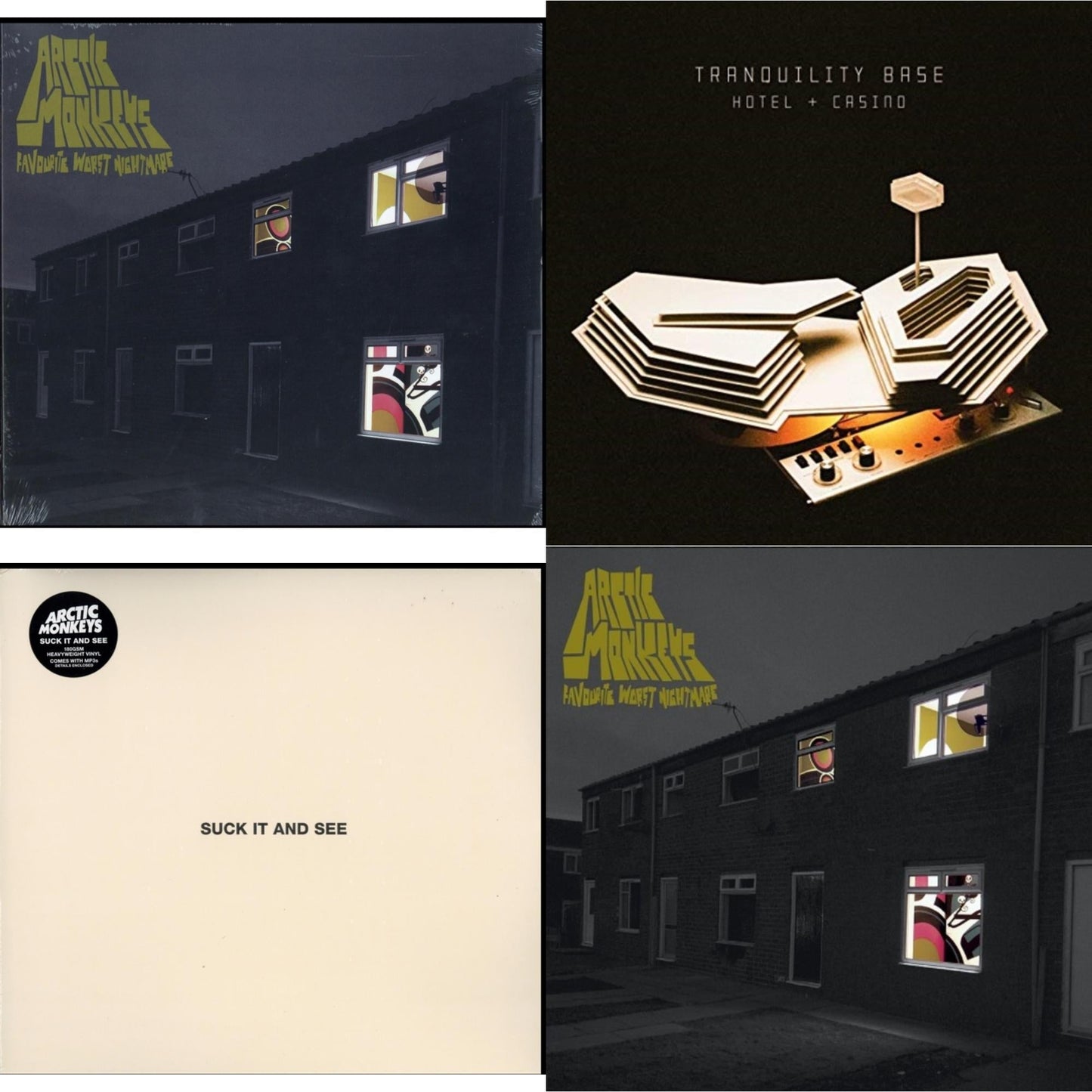 Arctic Monkeys - Favourite Worst Nightmare & Favourite Worst Nightmare (Gatefold) & Suck It & See (Dl Card) & Tranquility Base Hotel & Casino (Dl Card) - LP Vinyl Bundle