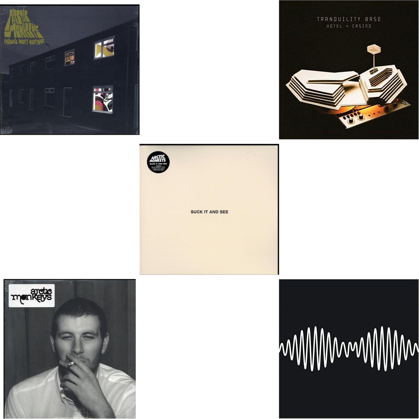 Arctic Monkeys - Favourite Worst Nightmare & Whatever People Say I Am That's What I Am Not & Suck It & See (Dl Card) & Am (Dl Card) & Tranquility Base Hotel & Casino (Dl Card) - LP Vinyl Bundle