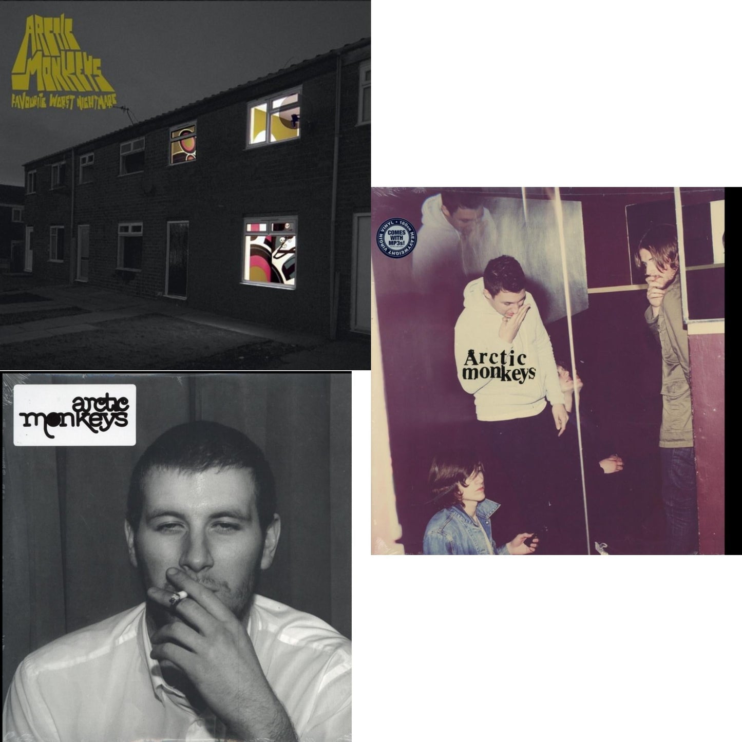 Arctic Monkeys - Favourite Worst Nightmare (Gatefold) & Whatever People Say I Am That's What I Am Not & Humbug (Dl Card) - LP Vinyl Bundle