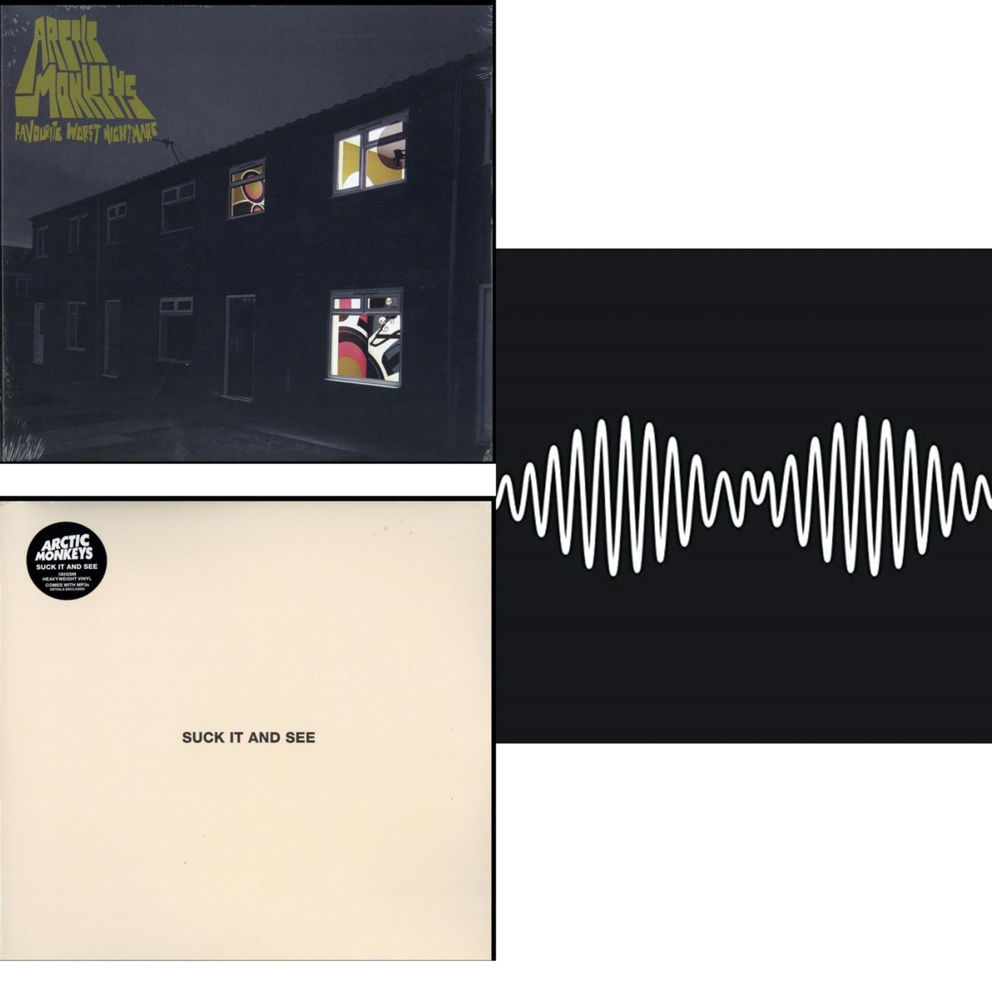 Arctic Monkeys - Favourite Worst Nightmare & Suck It & See (Dl Card) & Am (Dl Card) - LP Vinyl Bundle