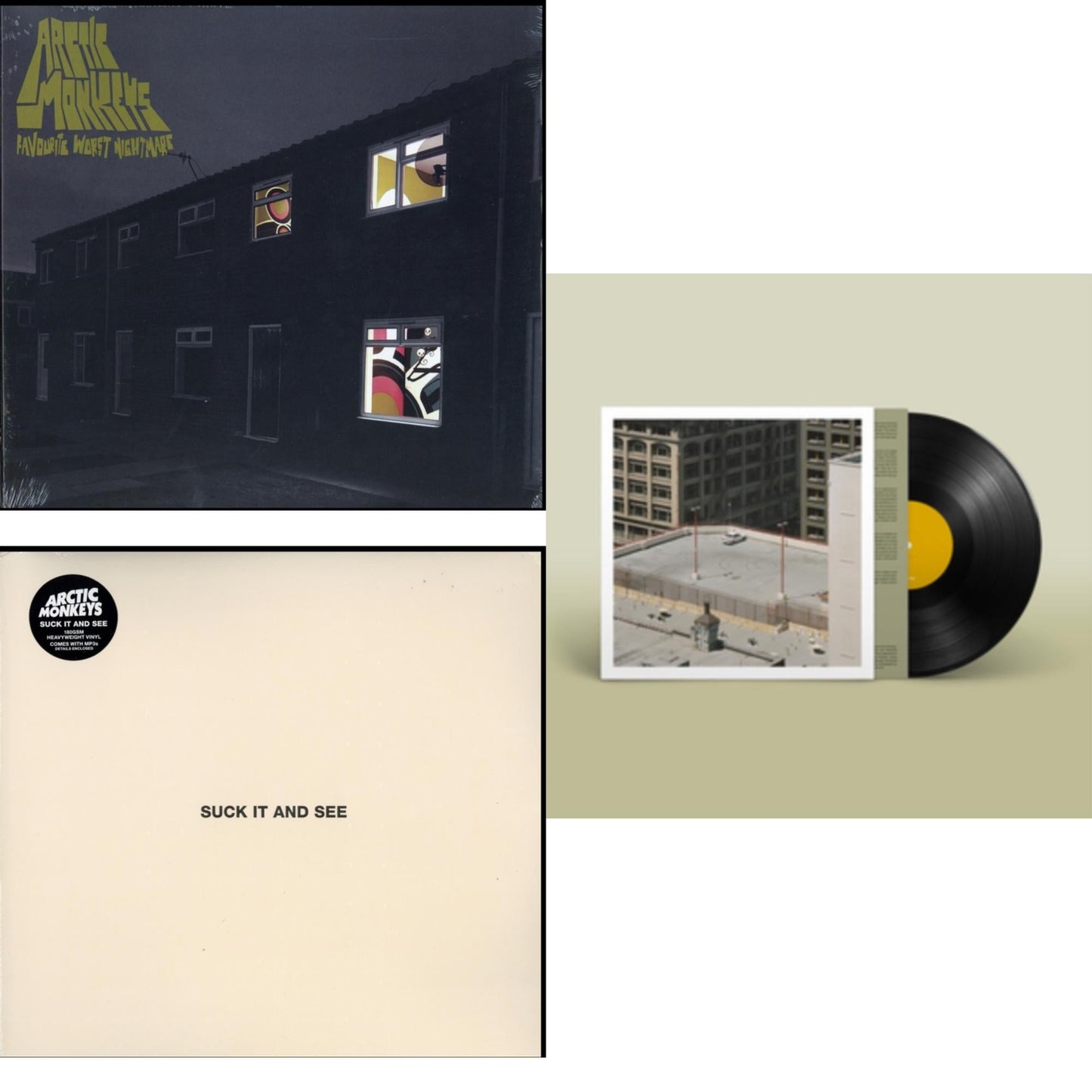 Arctic Monkeys - Favourite Worst Nightmare & Suck It & See (Dl Card) & The Car - LP Vinyl Bundle