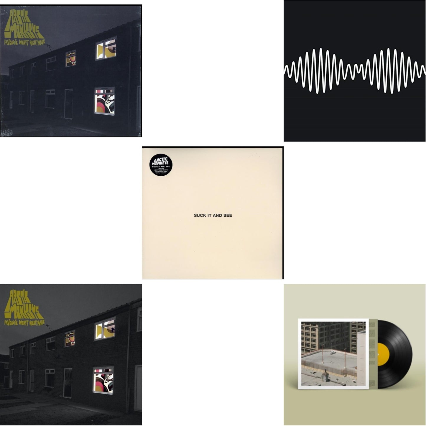 Arctic Monkeys - Favourite Worst Nightmare & Favourite Worst Nightmare (Gatefold) & Suck It & See (Dl Card) & Am (Dl Card) & The Car - LP Vinyl Bundle