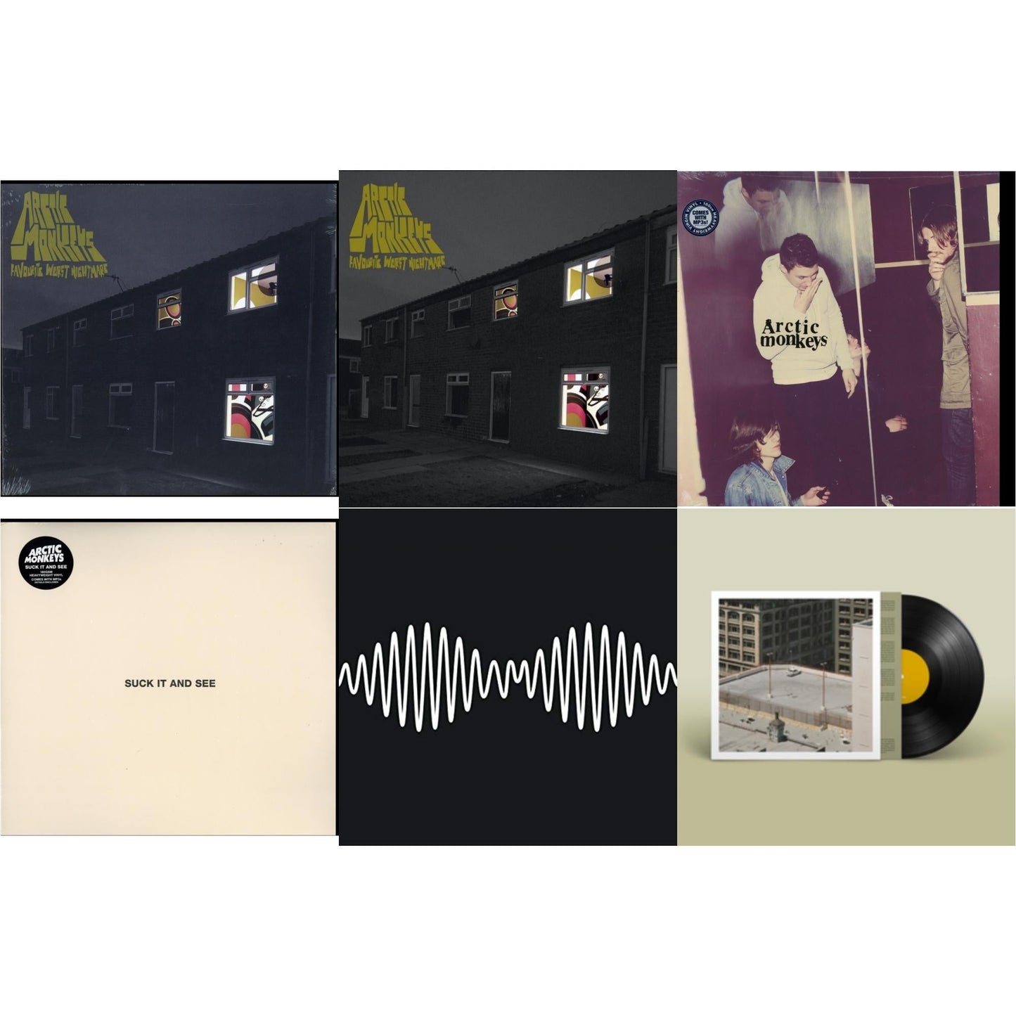 Arctic Monkeys - Favourite Worst Nightmare & Favourite Worst Nightmare (Gatefold) & Humbug (Dl Card) & Suck It & See (Dl Card) & Am (Dl Card) & The Car - LP Vinyl Bundle