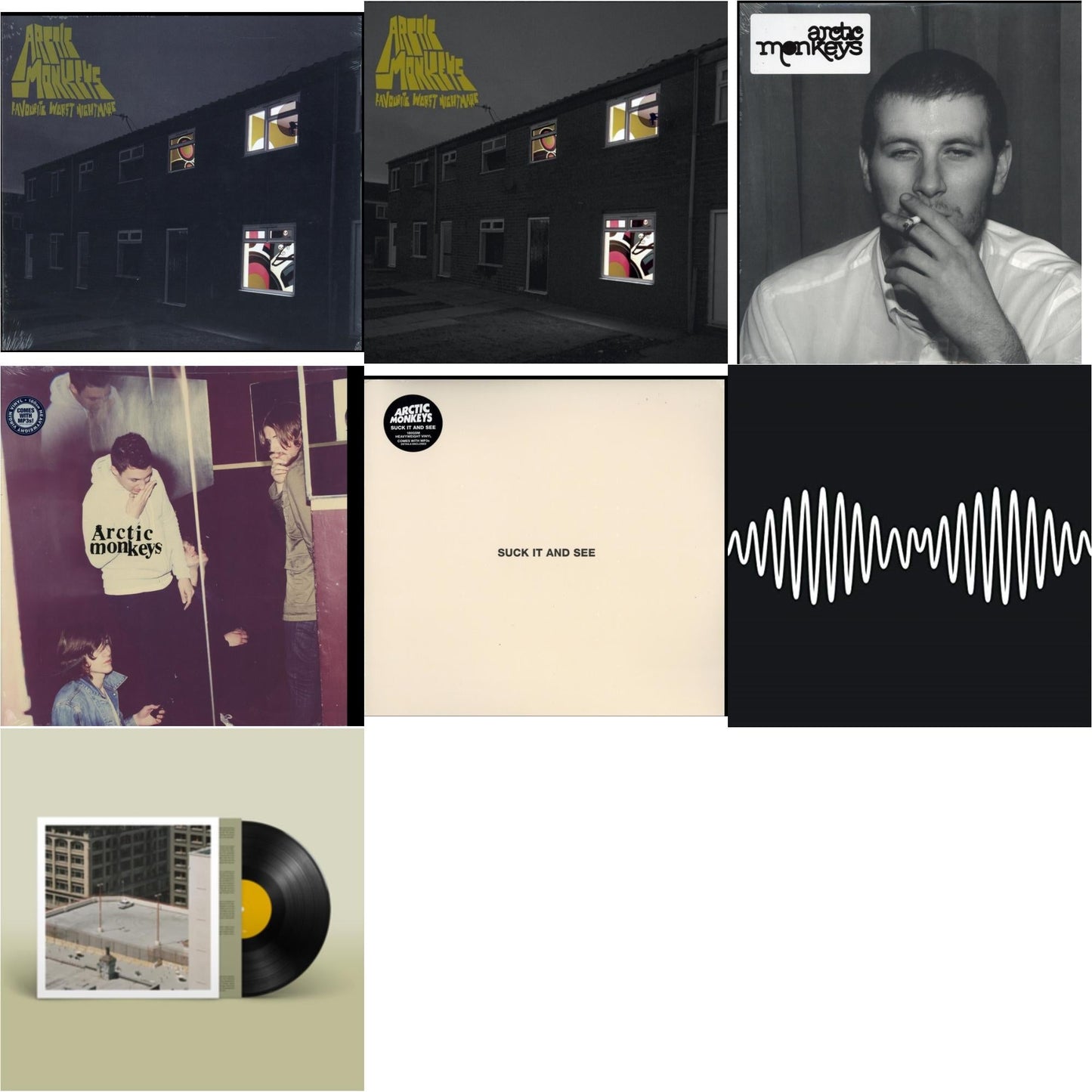 Arctic Monkeys - Favourite Worst Nightmare & Favourite Worst Nightmare (Gatefold) & Whatever People Say I Am That's What I Am Not & Humbug (Dl Card) & Suck It & See (Dl Card) & Am (Dl Card) & The Car - LP Vinyl Bundle