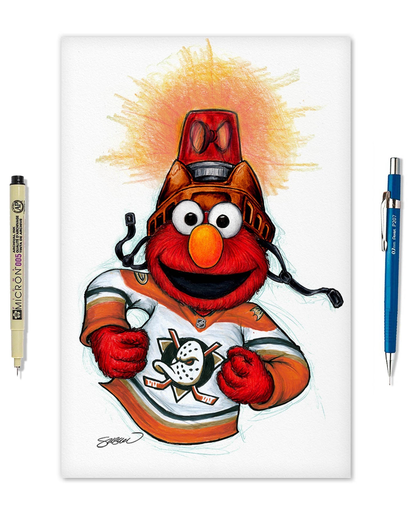 Elmo Loves Goals! x NHL Ducks Limited Edition Art Print