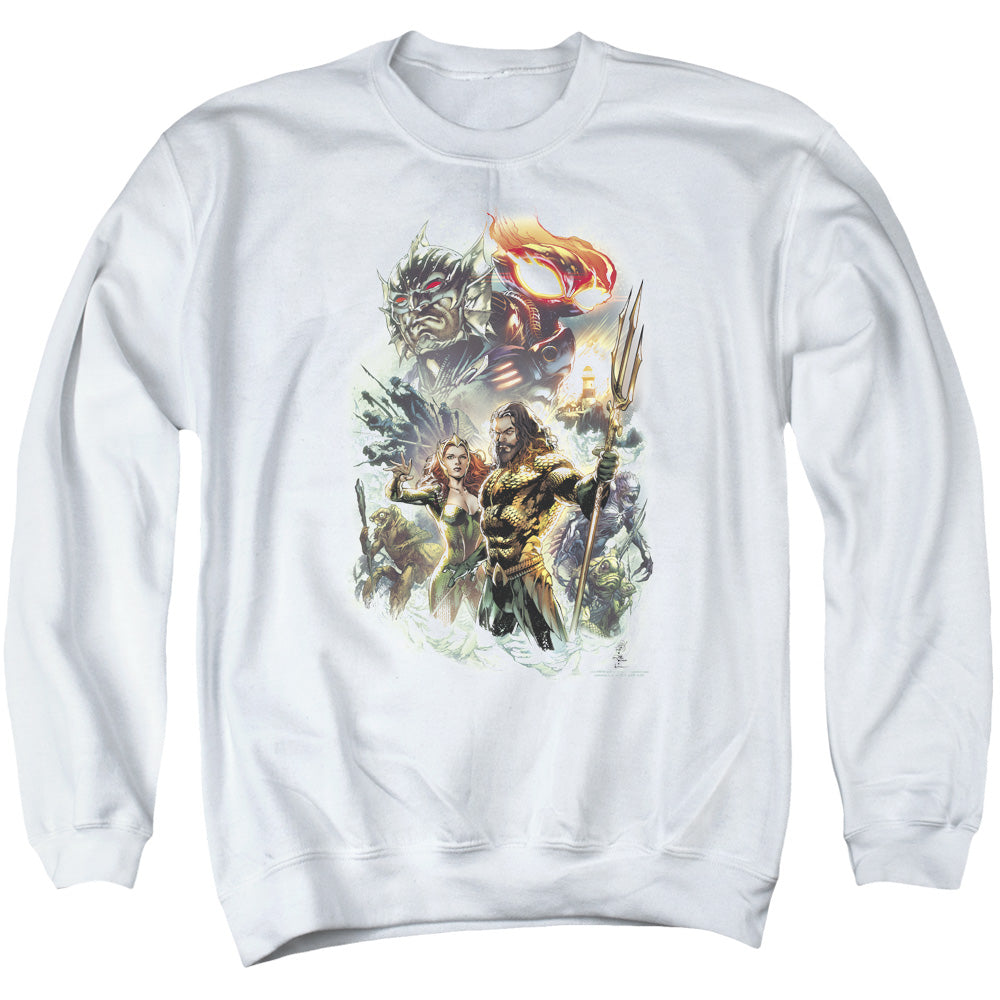 Aquaman Movie King Of Atlantis Mens Crewneck Sweatshirt White Officially Licensed