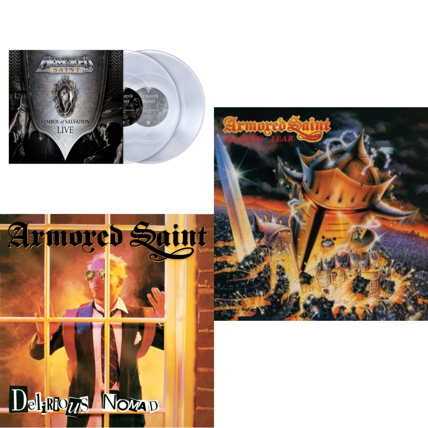 Armored Saint - Symbol Of Salvation: Live (Chrystal Clear LP Vinyl) & Delirious Nomad (Transparent Yellow LP Vinyl) & Raising Fear (Transparent Red LP Vinyl)