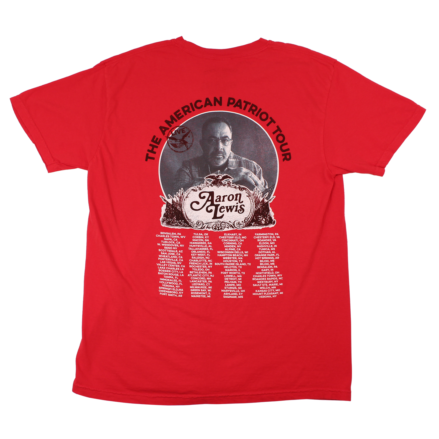Aaron Lewis The American Patriot Pocket Tour Mens T Shirt Red