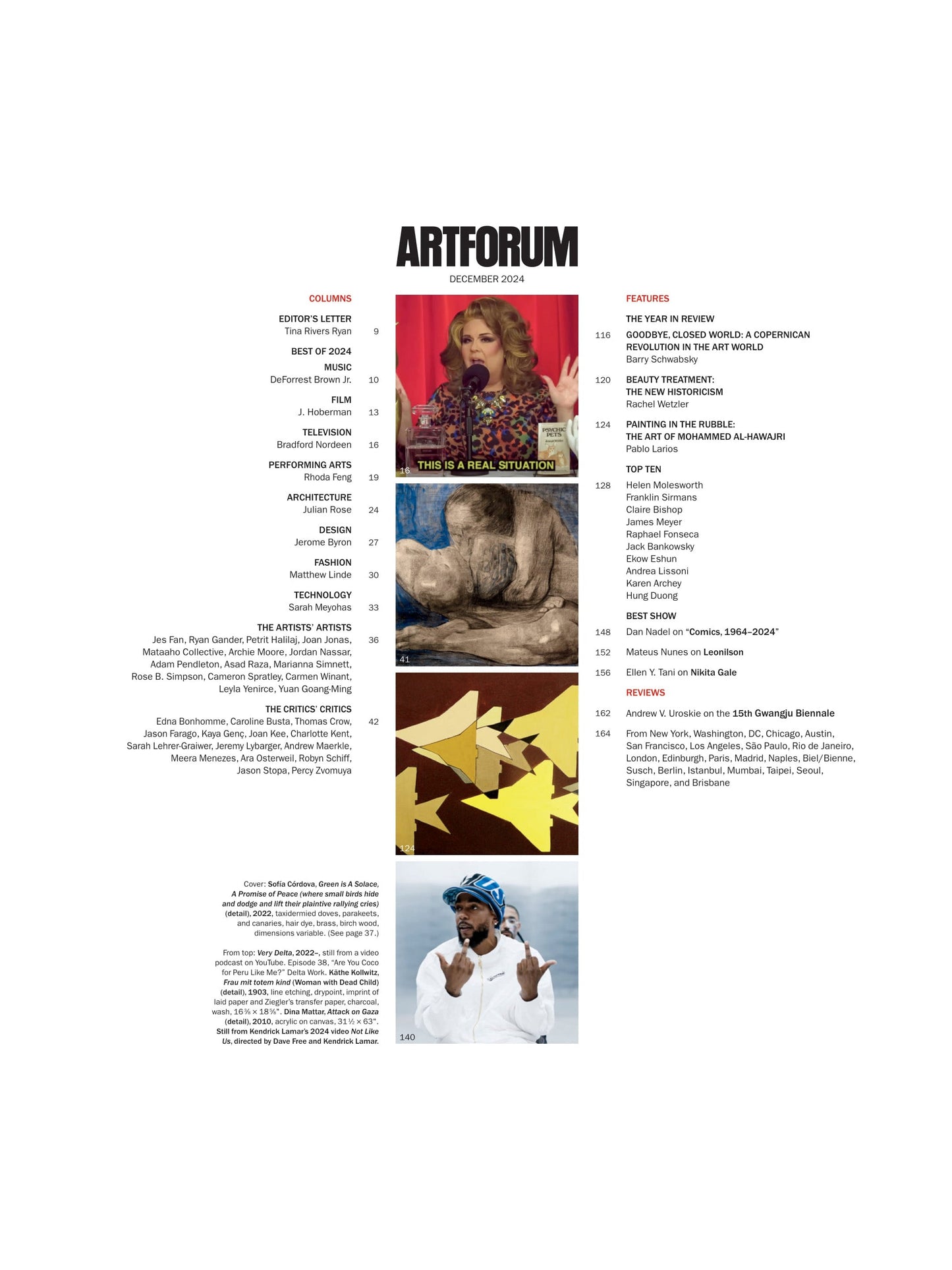Artforum - December 2024: Year In Review, Mohammed Al-Hawajri, Technology & Art, Leonilson's Art Analysis, Dan Nadel, Evolution Of Graphic Art, Beauty In Contemporary Art, Best Art Shows & More!